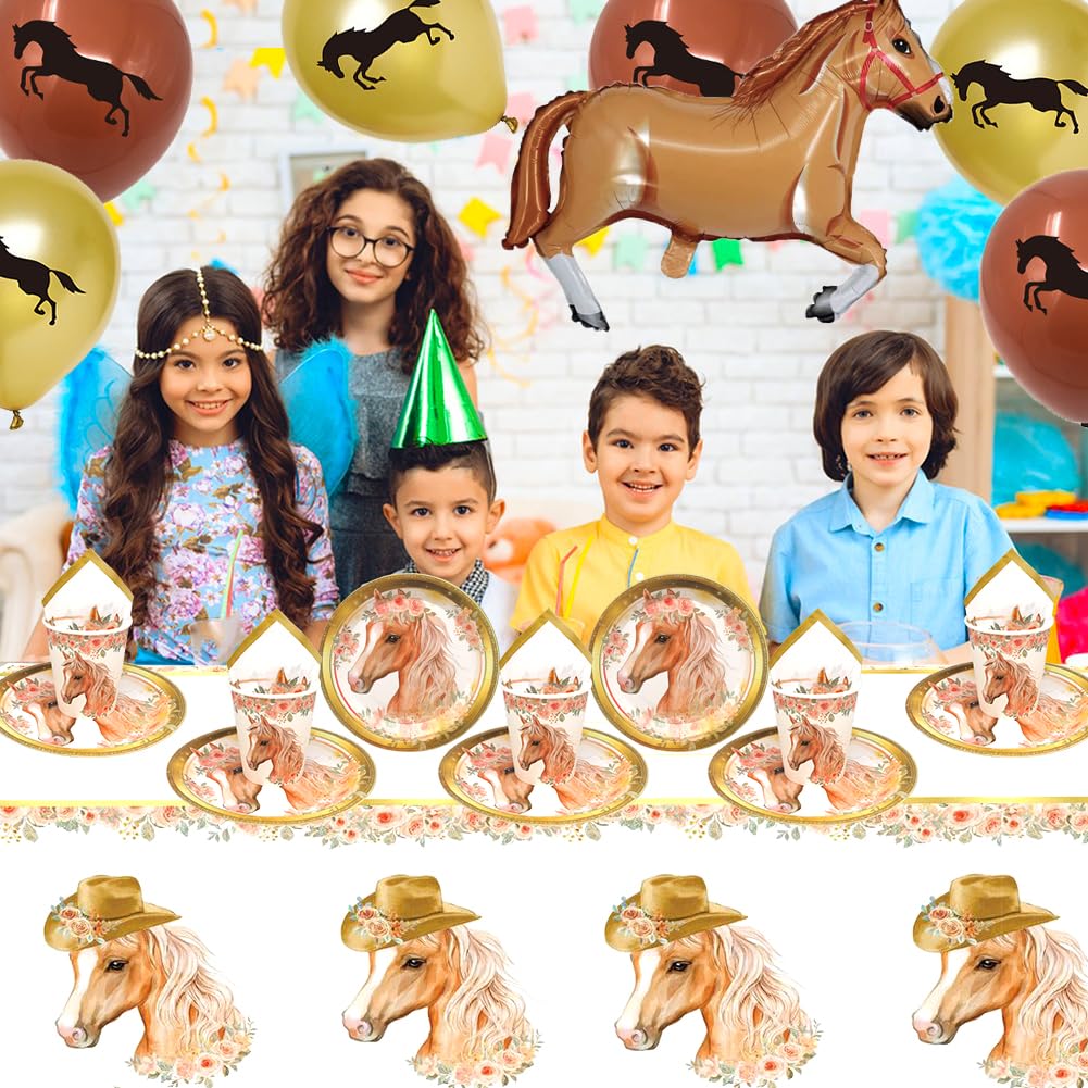 70 Pezzi Cavalli Stoviglie Per Feste,Set Di Decorazioni Per Feste Cavallo Per Bambini,Stoviglie Per Feste Di Compleanno Di Cavalli,Decorazioni Festa Cavallo,per 15 Ospiti - Foto 9