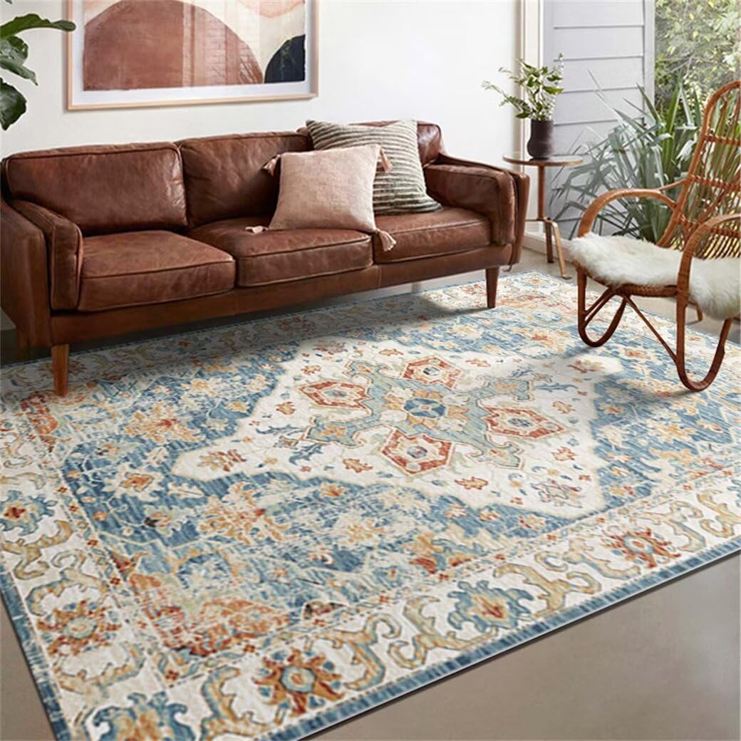 Tapis enfant chambre 120x200cm antiderapant et moquette de salon fleurie