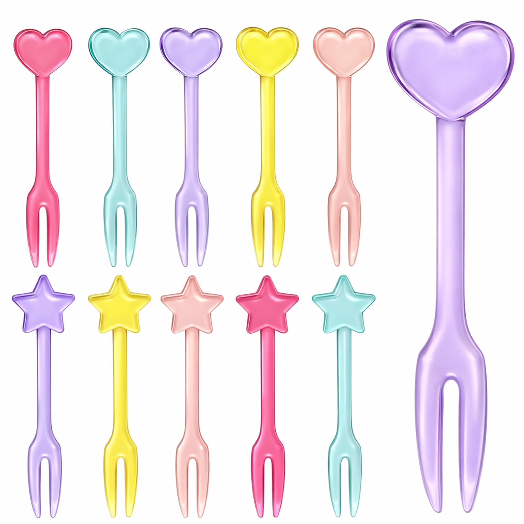 GET FRESH 30 Forks for Kids - Fruit Picks, Bento Box Picks, Reusable Mini Toothpick Sticks, Heart Dessert Forks for Children Party and Lunch Box