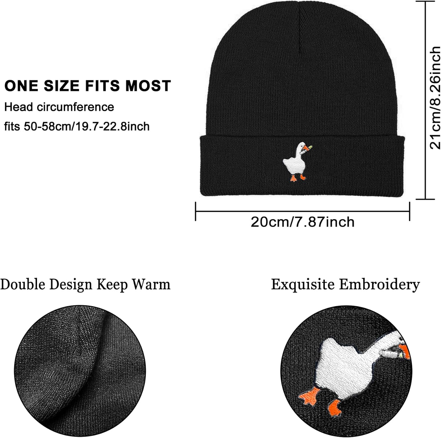 Embroidered Panda Beanies Hats for Men Women Knit Winter Cap, Warm Panda Skull Caps Gifts for Men Women - Image 2