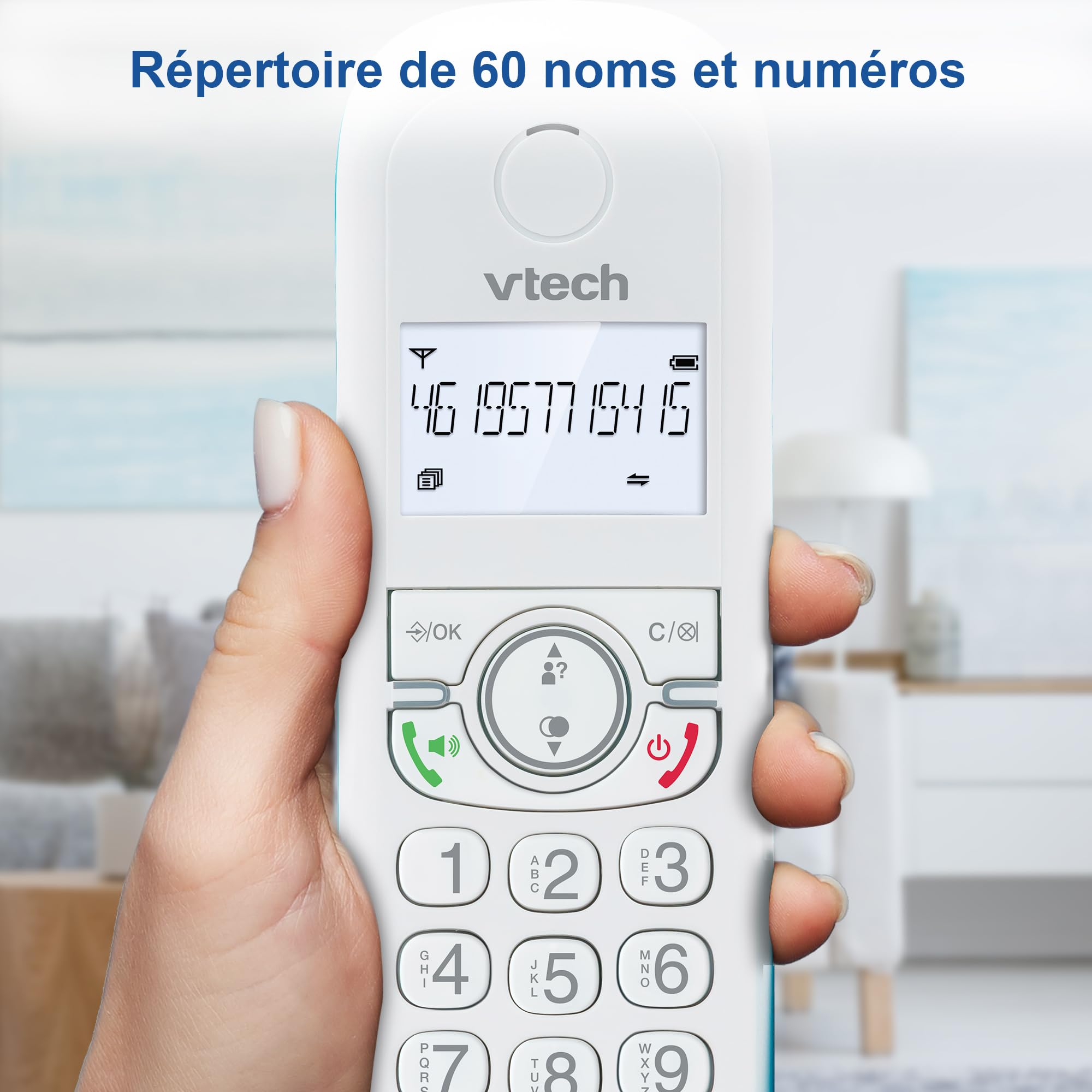 VTech CS1500 Téléphone sans Fil DECT Double Charge avec Blocage d'appel, Identification Appelant, Haut-Parleur Mains Libres