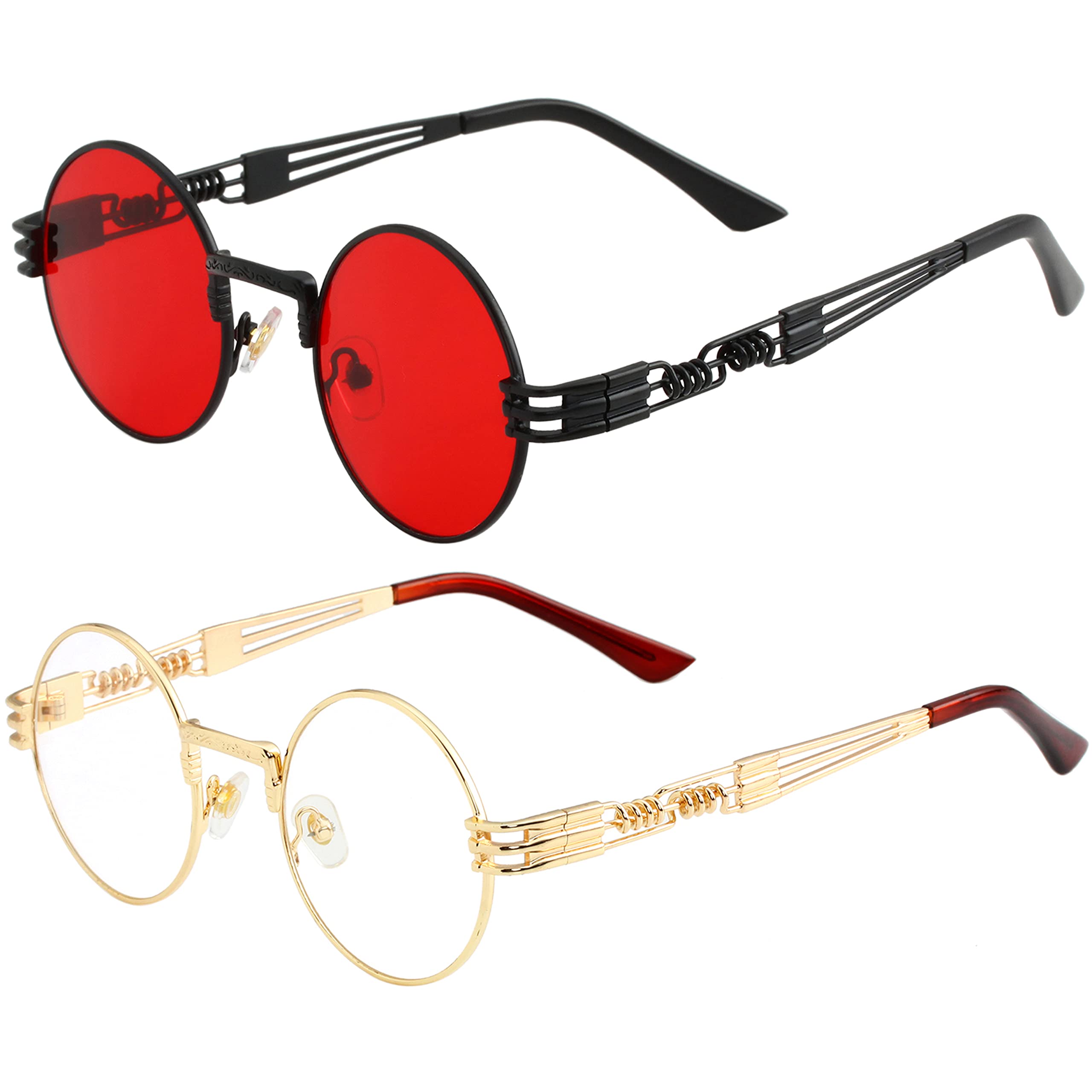 KursanKursan Round Sunglasses for Women Men Hippie Glasses Retro Metal Frame Sun Glasses UV 400 Protection