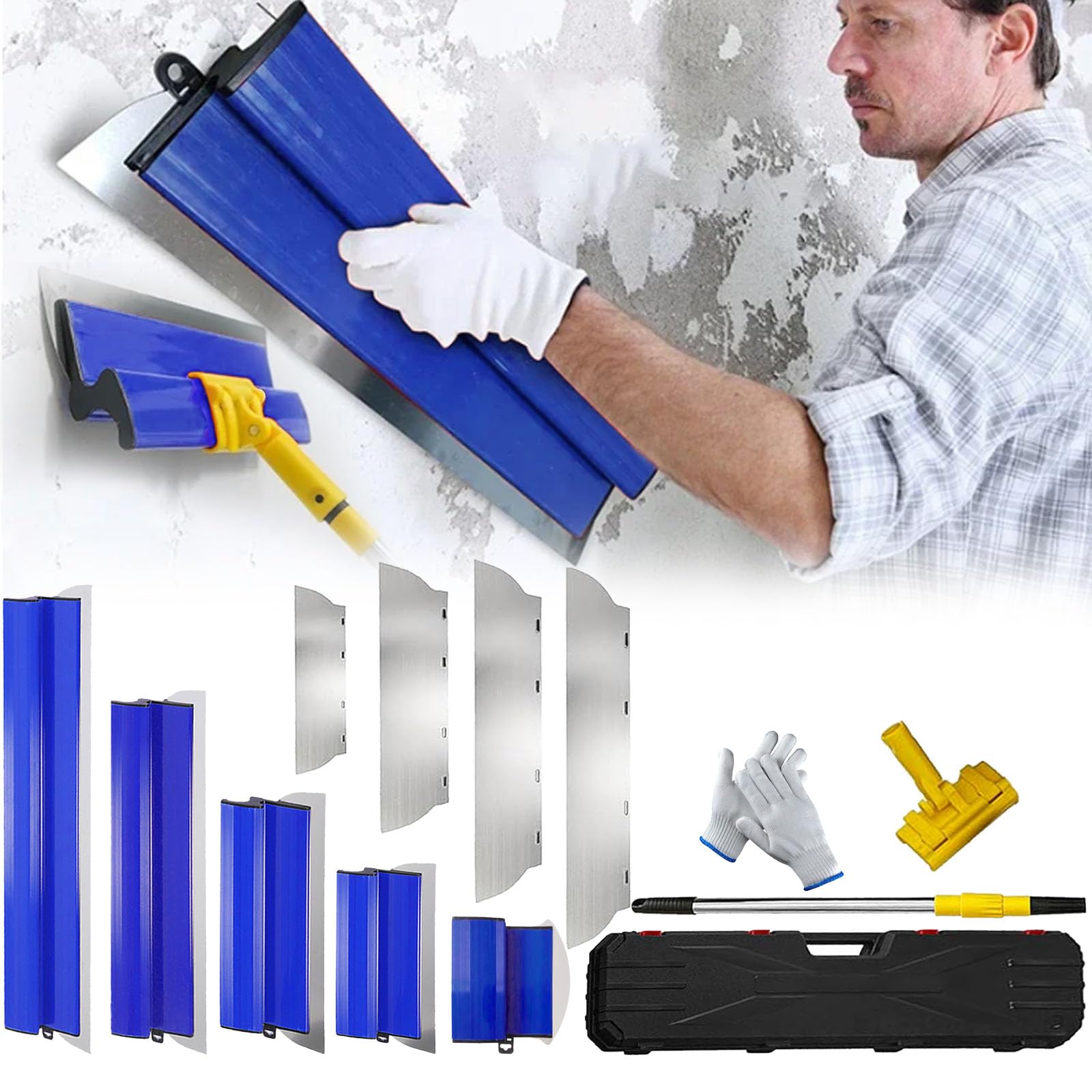 Spatola Superficie, Set Spatole 0,38mm 0,5mm 80cm/60cm/40cm/25cm Strumento Spatola Con Lama In Acciaio Inossidabile Set Spatole Superficie Decorazione Parete Un'Ampia Area Lavoro Con Asta Telescopica