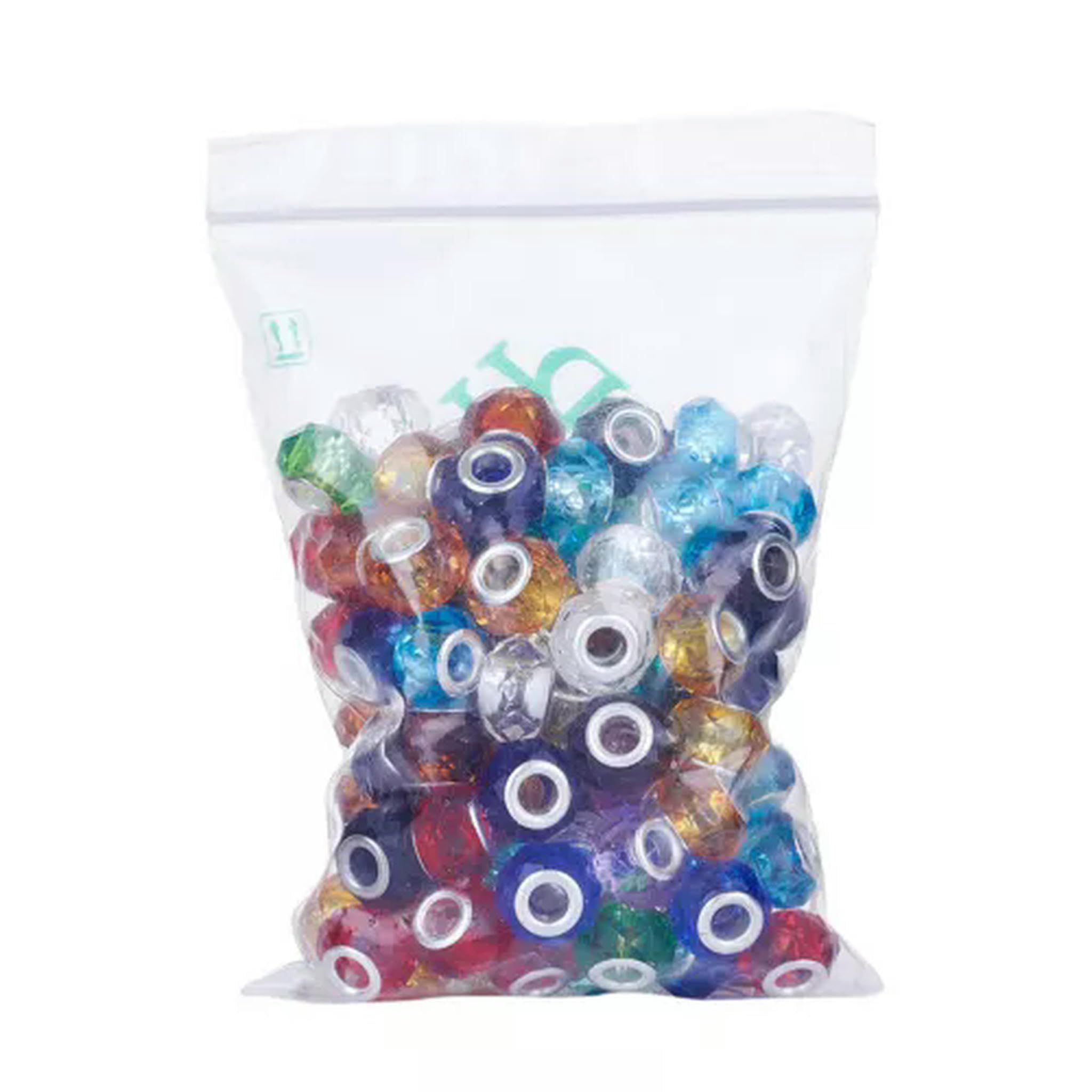 Koraliki z dużym otworem, Opakowanie 100 mosiężnych koralików z otworem 14x8 mm, wielokolorowe(Cyan)