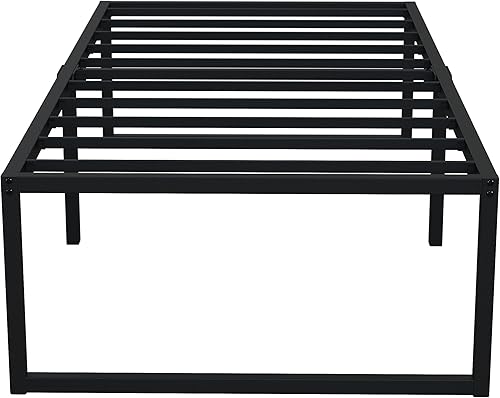 Miniatura 19 de Base de cama Cal King de 10 pulgadas, base de colchón de plataforma de metal resistente con soporte de listones de acero, no necesita somier, fácil
