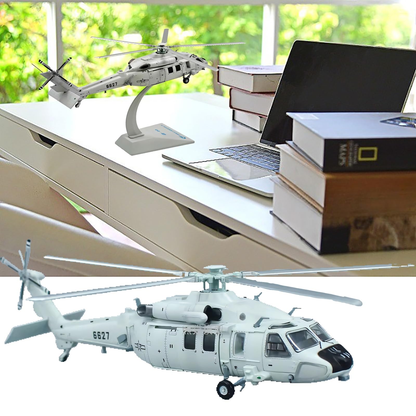 Modello lega simulazione militare elicottero d'attacco Z-20 pressofuso in scala 1:72 con espositore lame rotanti, regalo collezione pronto for l'esposizione for adulti, appassionati modelli