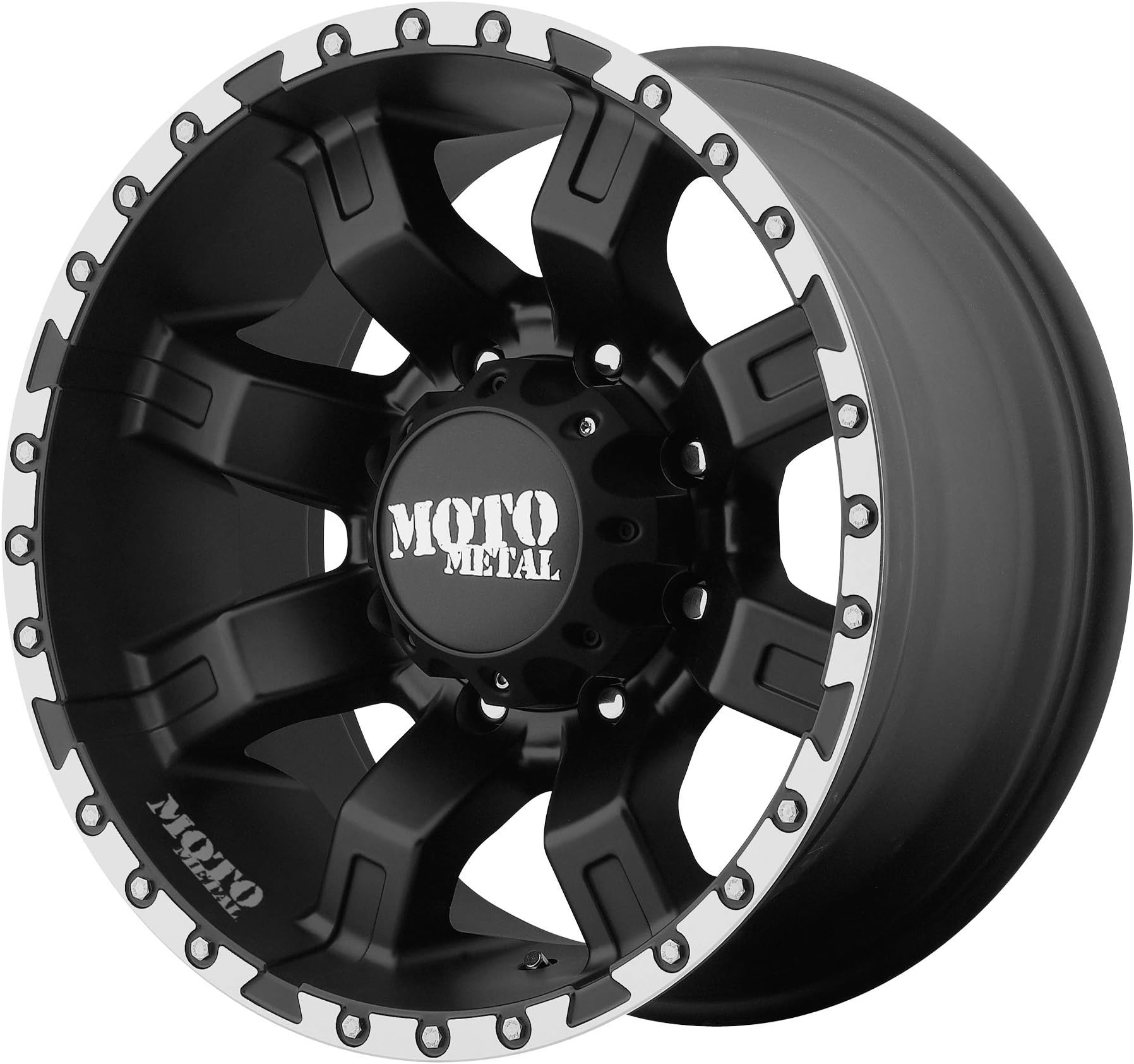 Moto Metal MO968 Satin Black with MACHINED Flange Wheel with Aluminum (20 x 12. inches /8 x 6 inches, -44 mm Offset)