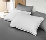 Utopia Bedding Bed Pillows for Sleeping Queen Size (Navy Hem), Set of 2, Cooling Hotel Quality, Gusseted Pillow for Back, Stomach or Side Sleepers
