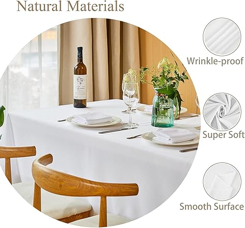 Miniatura 3 de Mebakuk - Mantel rectangular de lino para la casa de campo, mantel suave a prueba de derrames, antiarrugas y antiencogimiento, mantel decorativo de