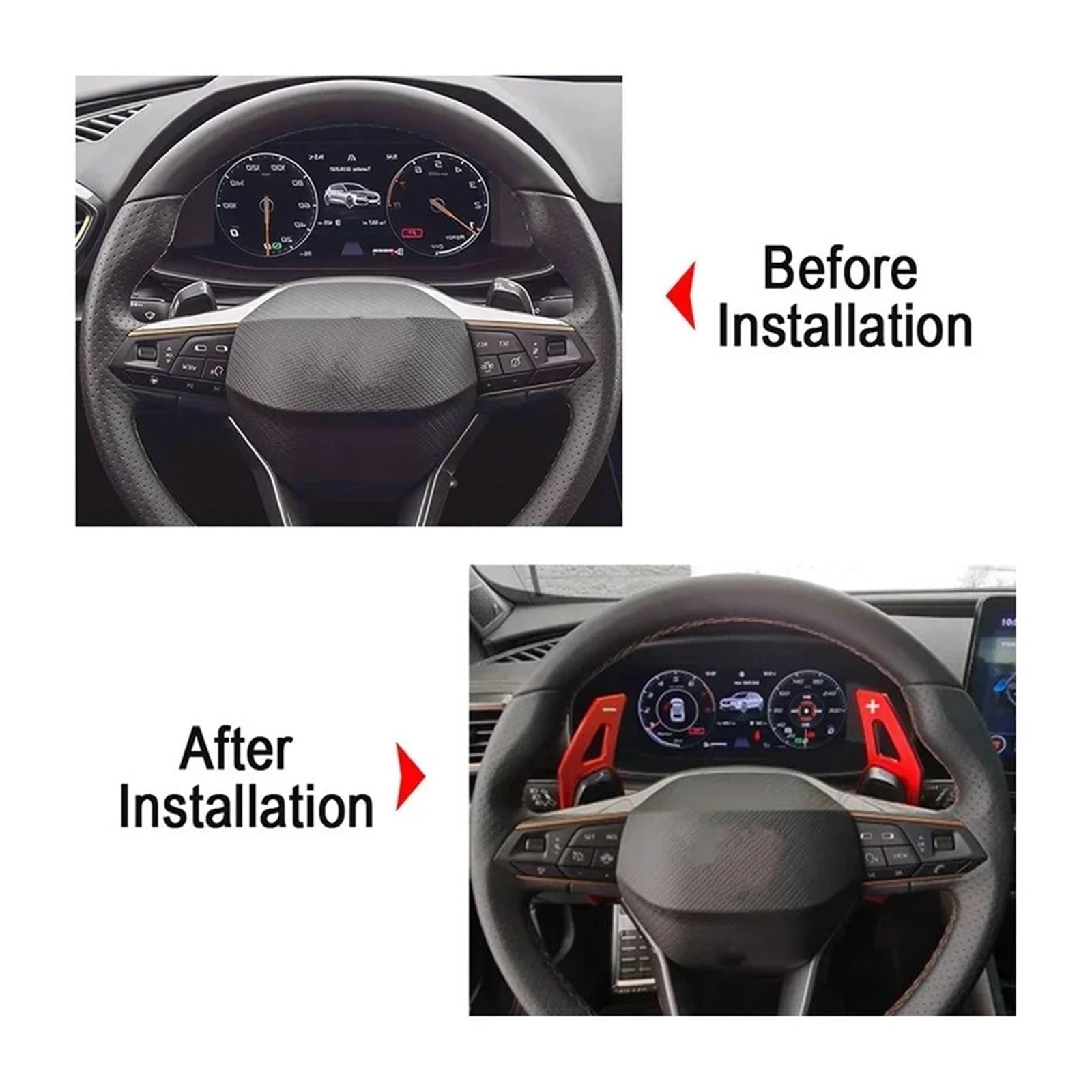 Set Di 2 Palette Al Volante In Alluminio Per Cupra Ateca, Formentor E Leon 2021-2023 - Comandi Ergonomici Per Cambio Automatico