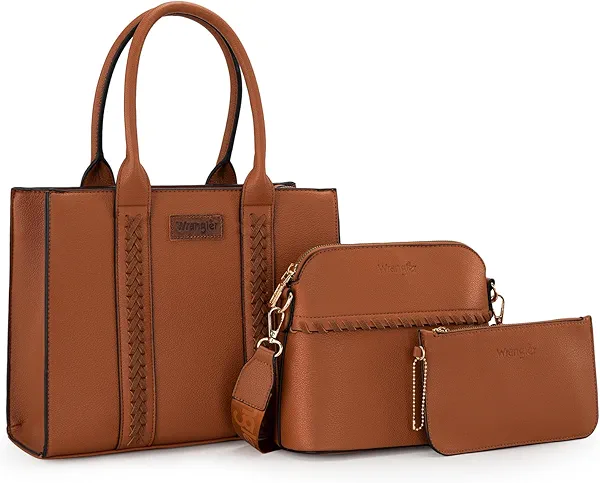 Wrangler 3Pcs Purses for Women Tote Bag Crossbody Handbag Sets with Strap