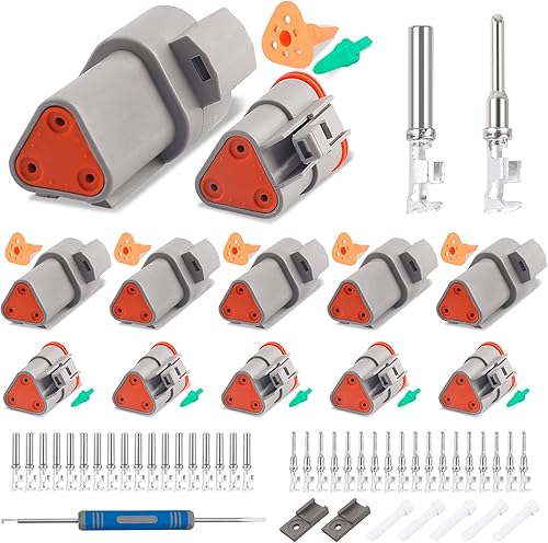 Miniatura 13 de JRready Kit de conectores Deutsch DT de 6 pines gris, serie DT, 5 juegos, impermeables, tamaño 16, contactos estampados 14-18AWG para coche, camión,