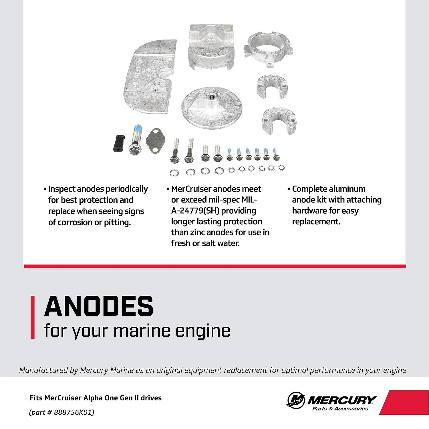 Amazon.com: MERCURY/QUICKSILVER W ANODE KIT- ALPHA GEN II ALUM