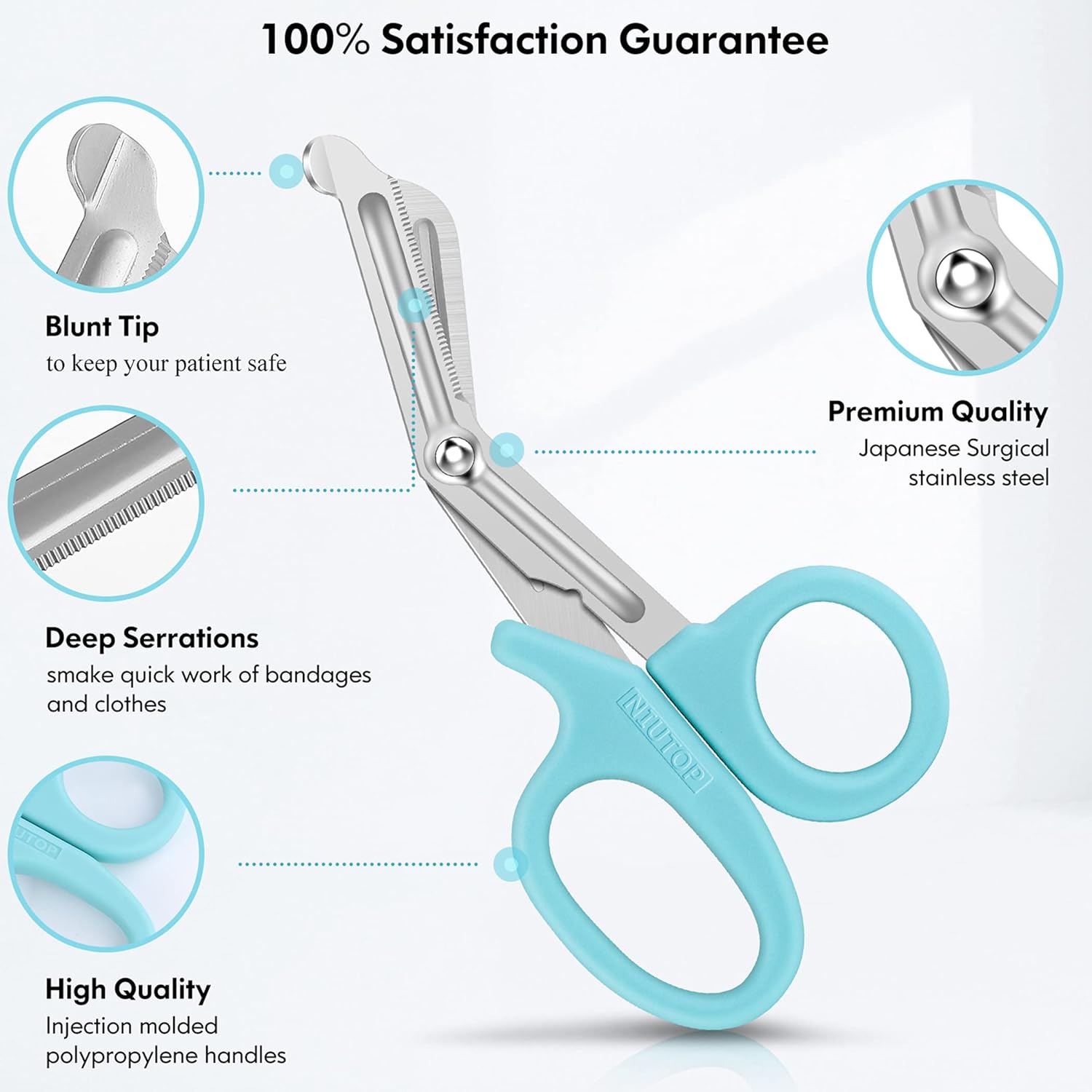 Trauma Shears, Medical Scissors 3-Pack, Premium Bandage Scissors for Nurses, 7.5" Nursing Scissors, Surgical Scissors, Nurse Scissors, Emergency First Aid Scissors, EMT Shears (Black, Aqua Sky, Grey) : Industrial & Scientific