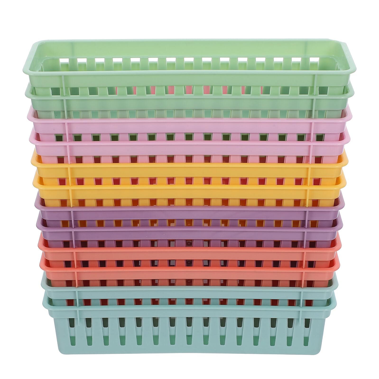 Alipis 12 Pezzi Organizer Matite Colorato per Scrivania Cestini in Plastica Resistenti per Cancelleria Vassoi Porta Penne e Pastelli Supporto Ufficio e Aula Design Compatto e Leggero