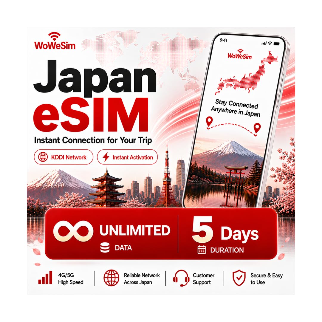 Japan eSIM Unlimited - 5 Days 5G LTE Hotspot No Physical SIM