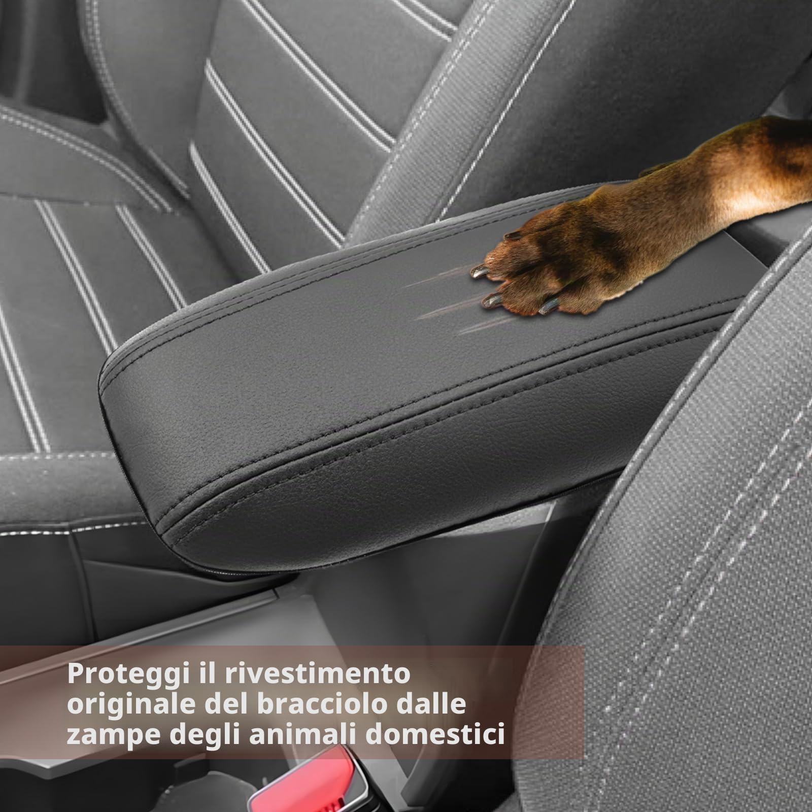 SKTU Copri per Braccioli compatibile con Dacia Sandero III Stepway Jogger 2021-2024 2025 in PU Pelle per Bracciolo Centrale