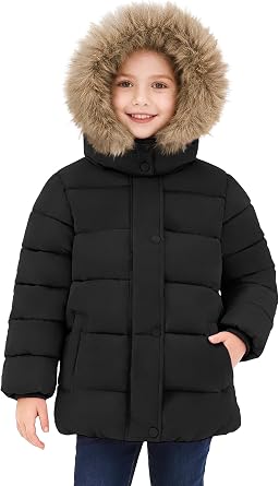 XMWEALTHY Kids Girls Boys Winter Coat with Removable Hood Toddler Warm Puffer Jacket