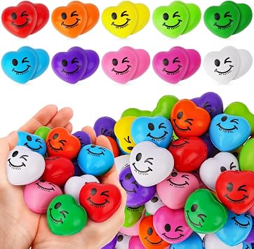 SHQDD Stress Balls, 100PCS Heart Stress Balls for Adults & Kids, Mini Foam Ball Stress Relief Toys, Fidget Anxiety & Anger Relief at Work/School/Home, Employee Benefits, Student Prizes, Party Favors