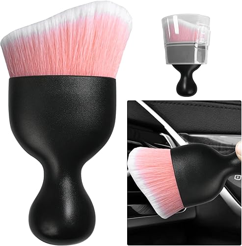 Vista 85 de Ziciner Cepillo de detalles para automóvil, cerdas suaves curvas, colectores de polvo de eliminación automática, tablero universal del vehículo