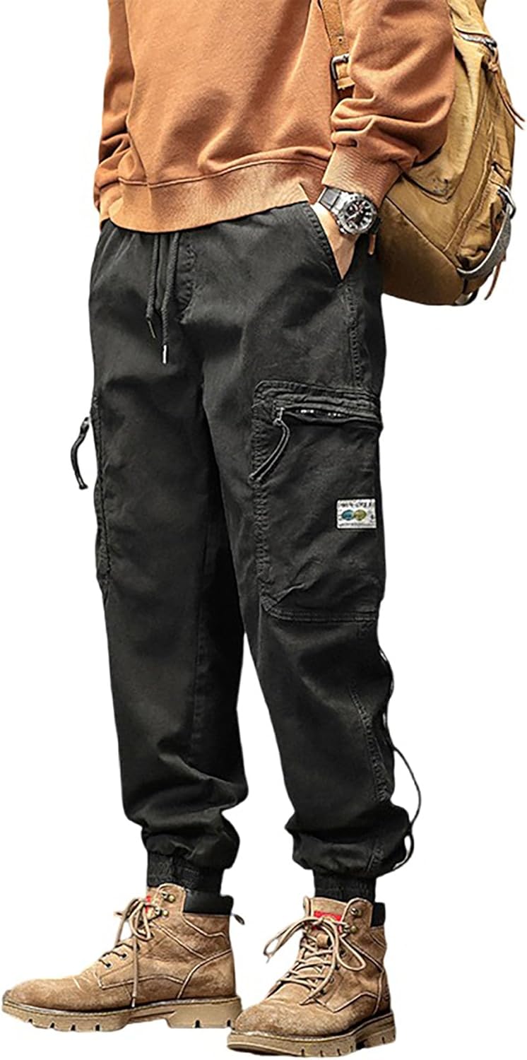 XYXIONGMAO Multi Pocket Cargo Pants for Men Japanese High Street Pants Drawstring Cargo Pants for Men Hip Hop Sweatpants - Image 5