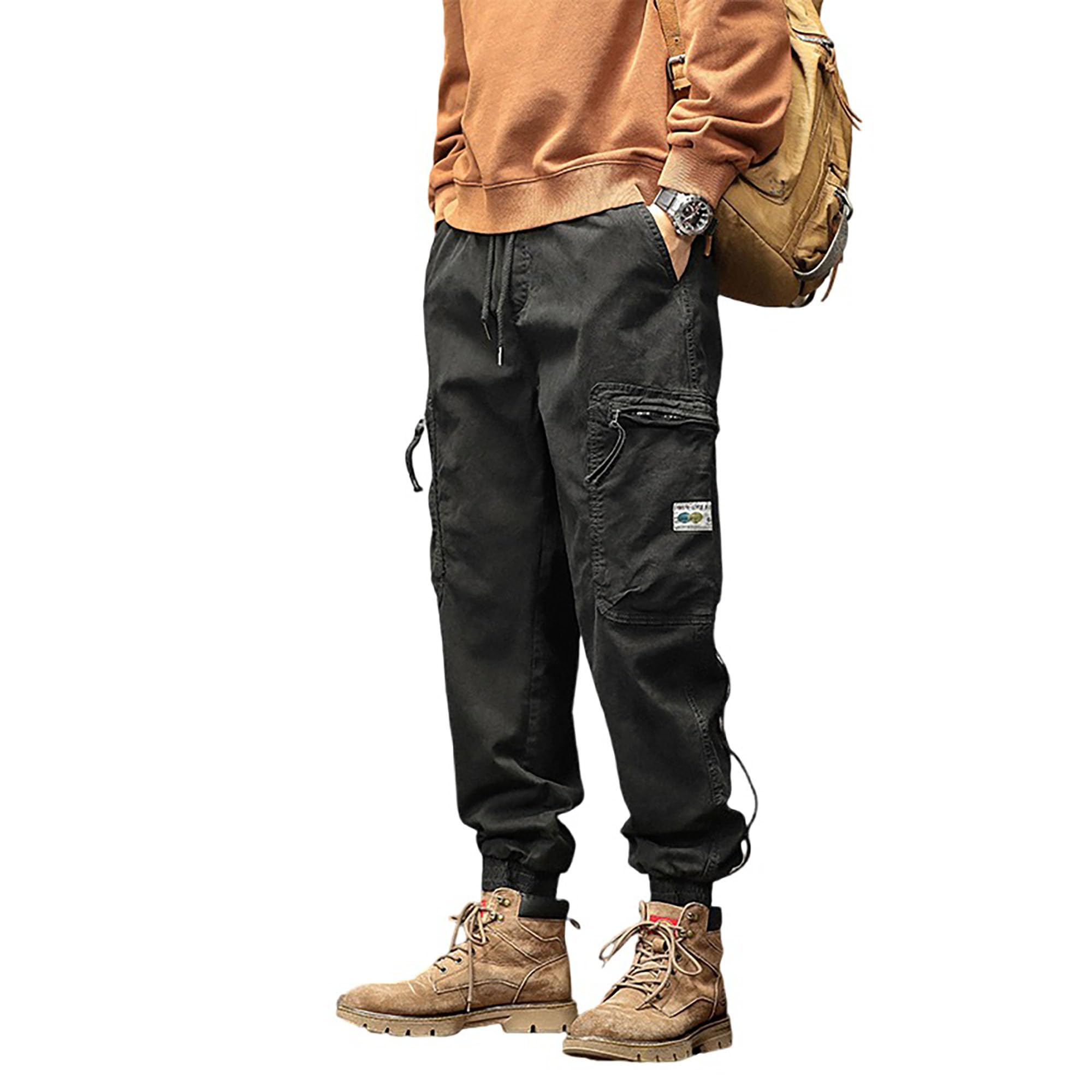XYXIONGMAO Cargohose für Herren mit mehreren Taschen, japanische High-Street-Hose, Kordelzug, Cargohose für Herren, Hip-Hop-Sweathose