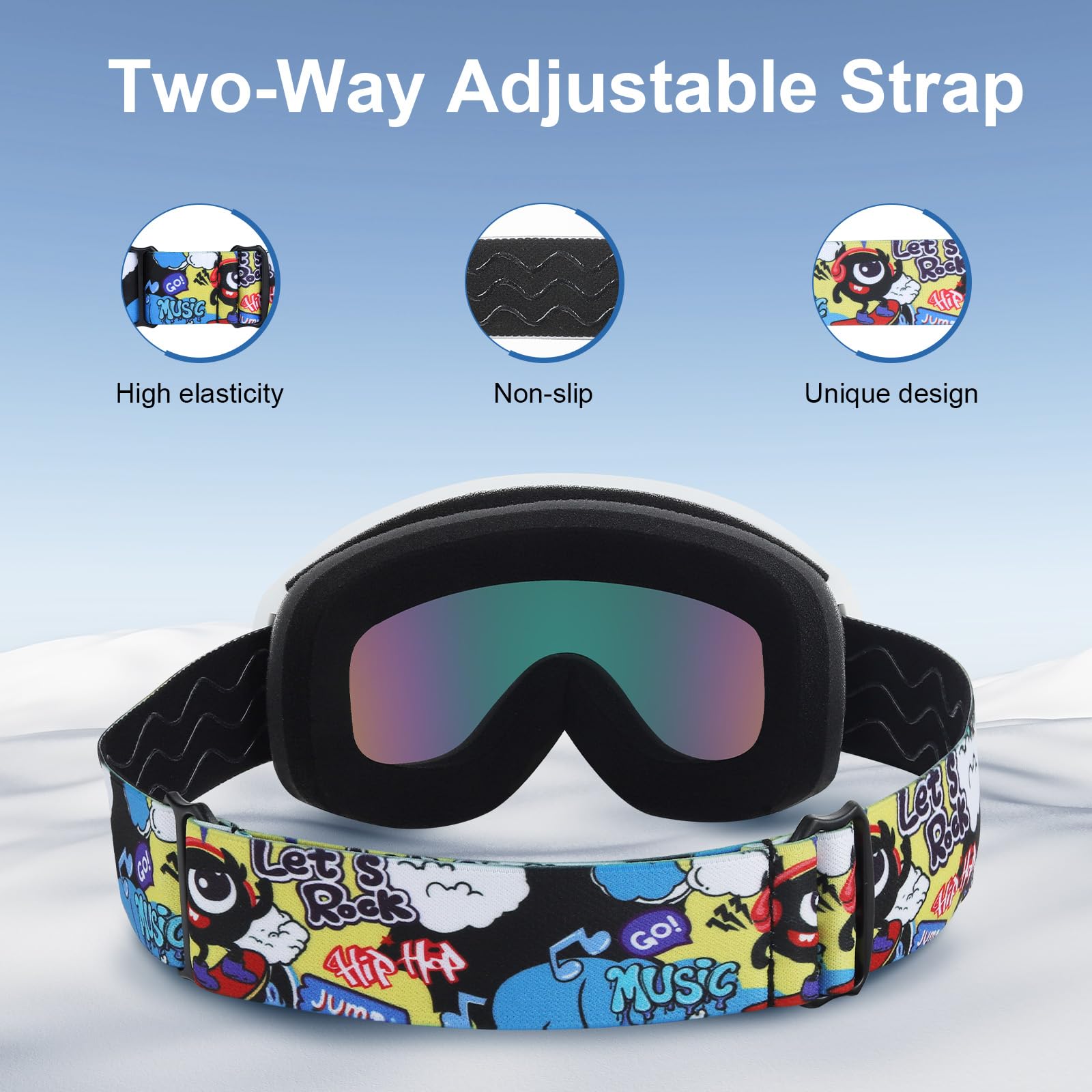 YOOXARMOR Maschera da Sci Bambino,Occhiali da Snowboard con Doppie Lenti per 6-14 Anni Ragazzi Ragazze,OTG Protezione UV400 al 100% Anti Nebbia per Sci Snowboard Sport Invernali,Compatibile con Casco