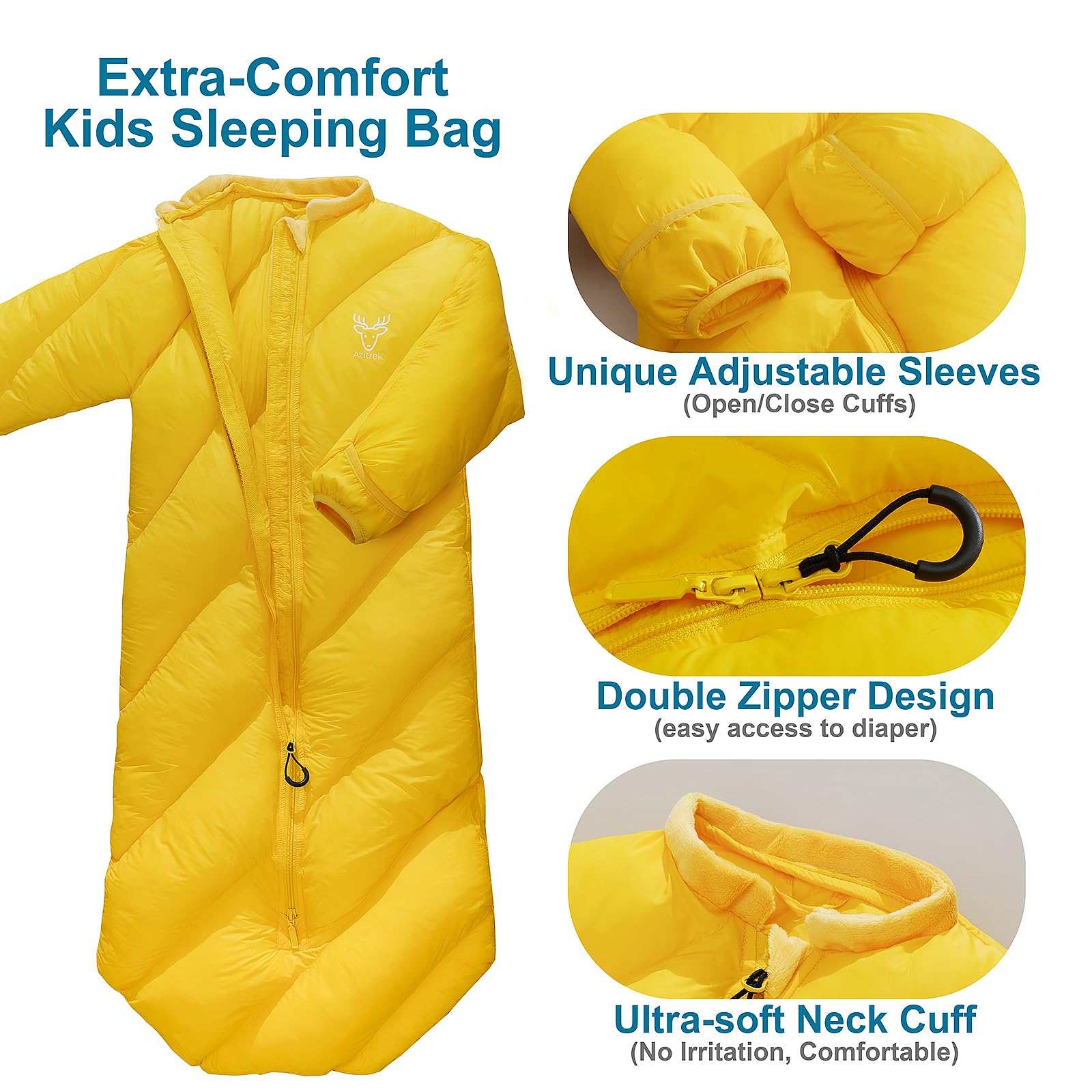T40 Kleinkind-Schlafsäcke für Jungen und Mädchen, Alter 2–4 Jahre, Puffy Kinder-Schlafsack, Camping, Übernachtungen, bis zu 116,8 cm, leicht, kompakt, Komfort für drinnen und draußen,