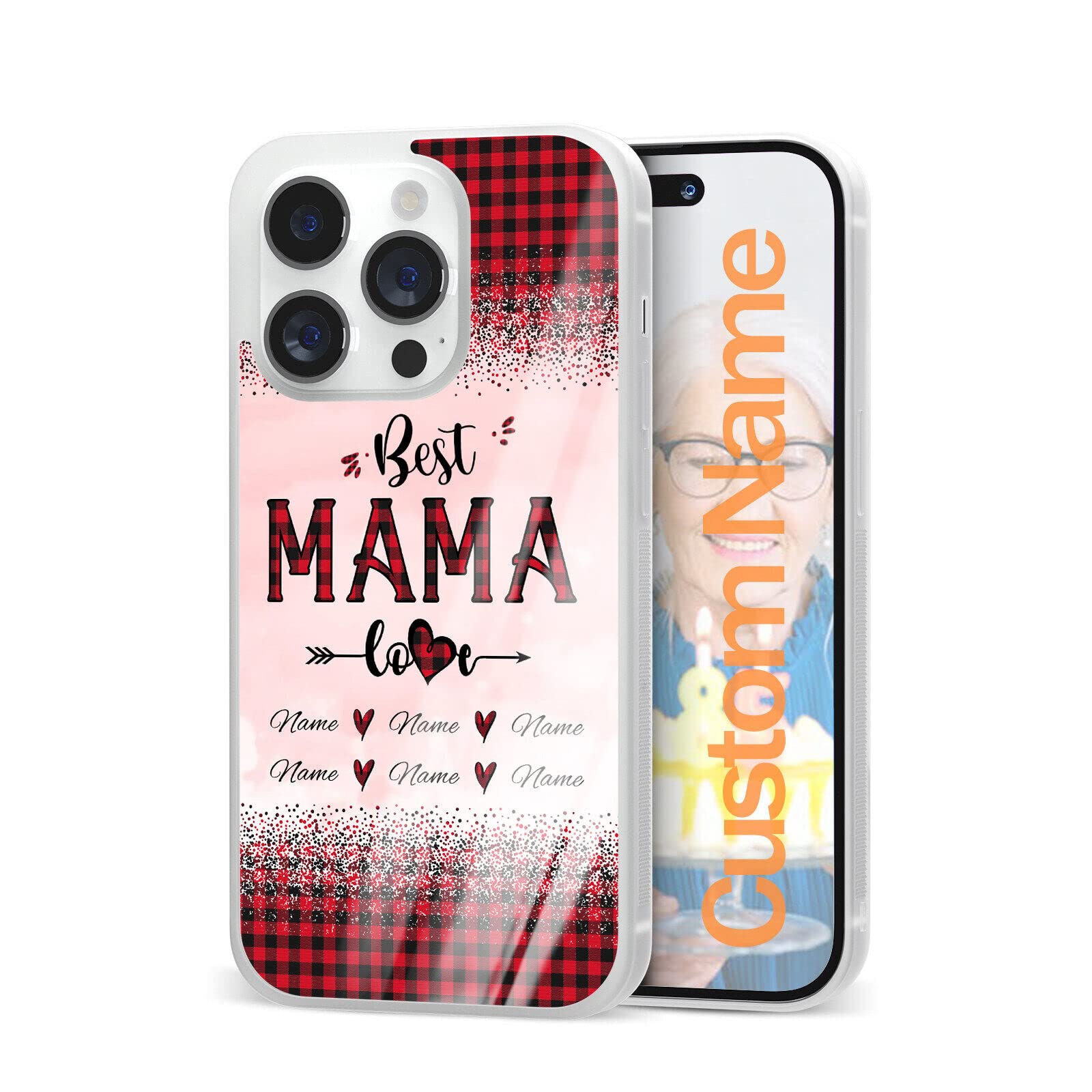 iPhoneアクセサリー mom Amazon.com: Mom Red Paild Phone Cases with Best Mama Quotes