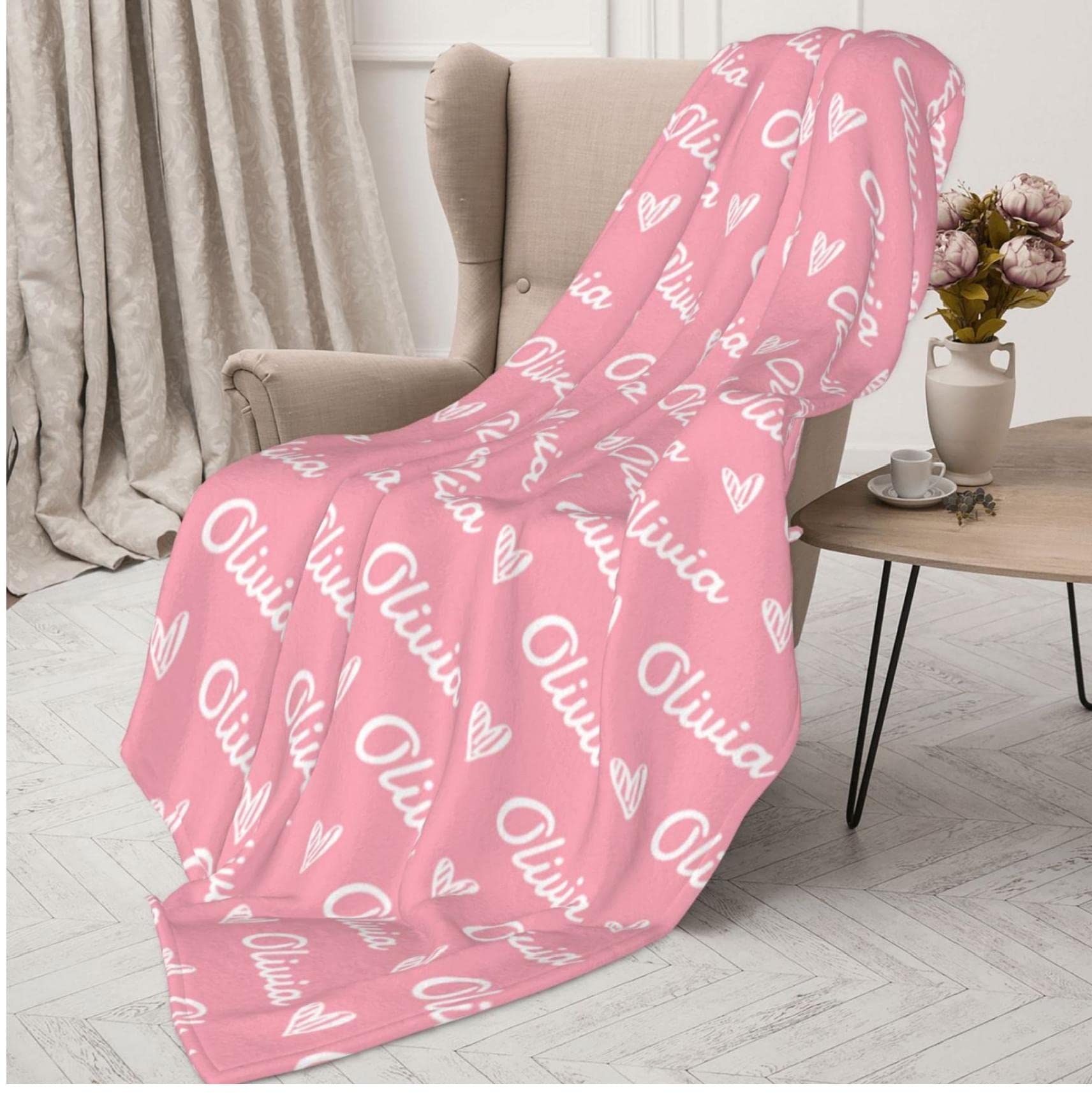 Manta de forro polar de franela personalizada con foto y texto personalizados para familia, Navidad, cumpleaños, boda, manta gruesa y acogedora para sofá, dormitorio, sala de estar, 60 x 50 pulgadas