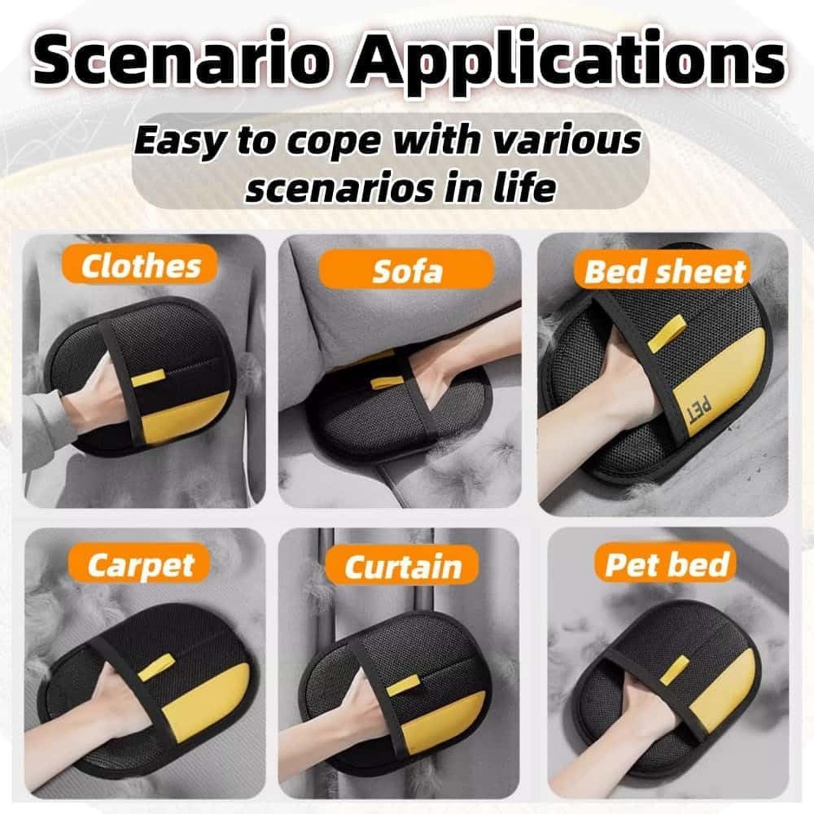 Gant d'épilation d'animaux – Gants électrostatiques réutilisables pour enlever les poils de chat et de chien des meubles, vêtements et sièges de voiture – Outil de nettoyage efficace des poils