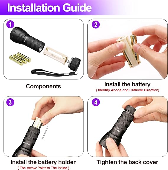 Black Light UV Light Flashlight, 21 LED 395nm Ultraviolet Blacklight Flashlight Mini Pet Urine Detector for Dog/Cat, Dry Stains, Resin Curing, Matching with Pet Odor Eliminator(Batteries are Included)