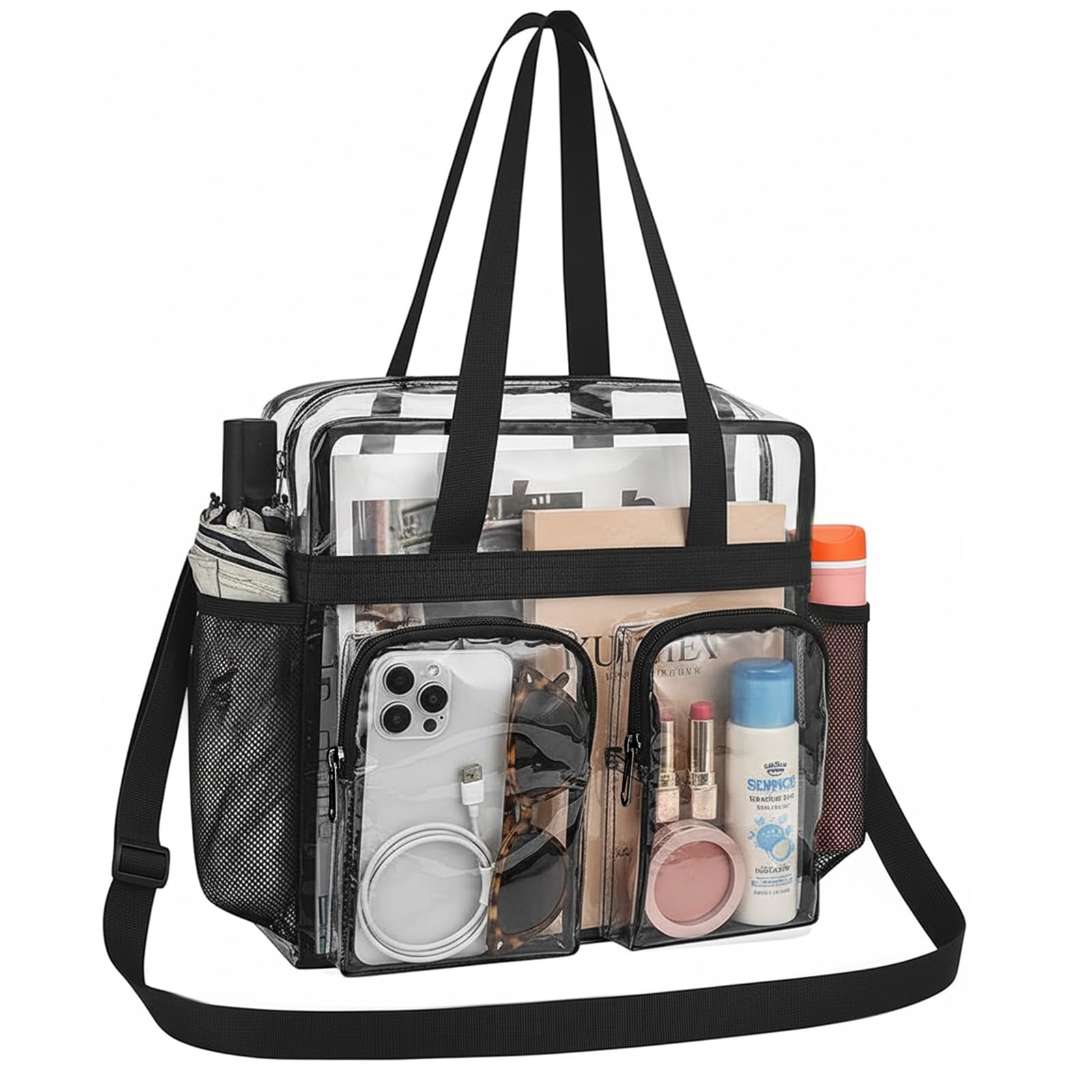Sac Transparent PVC Clear Bag Bandoulière Sport 30x30x15 cm