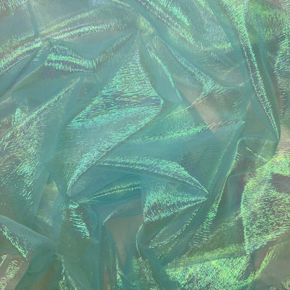 Shimmer Organza Fabric Pearlescent Iridescent Bridal Wedding Veil 130cm Wide Sold Per Metre (Turquoise)