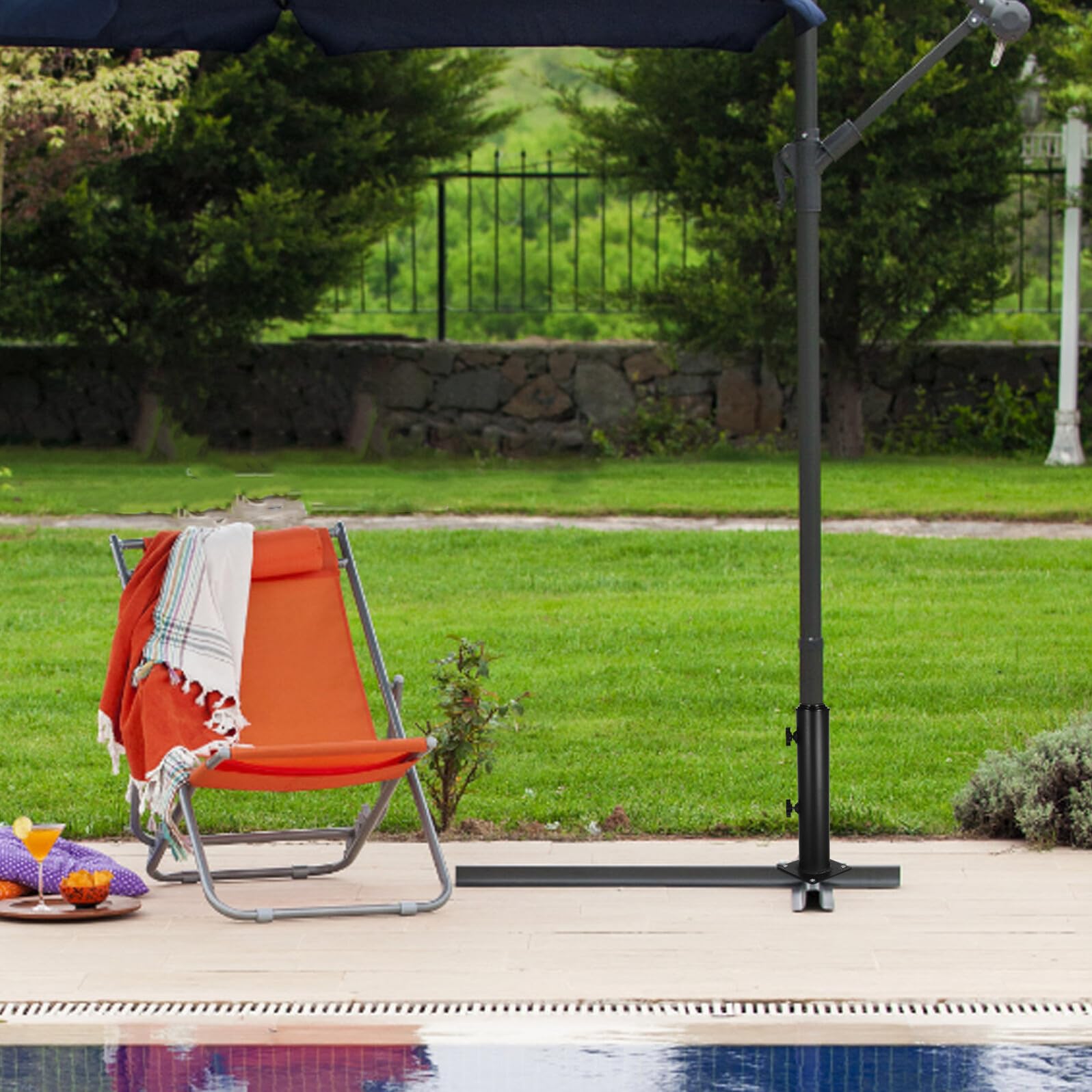 MAGICLULU Base Portaombrellone da Esterno in Ferro Spesso 10x10x30 Cm con Viti, Supporto Regolabile per Ombrelloni da Giardino e Spiaggia, Resistente alle Intemperie, Adatto per Terrazza
