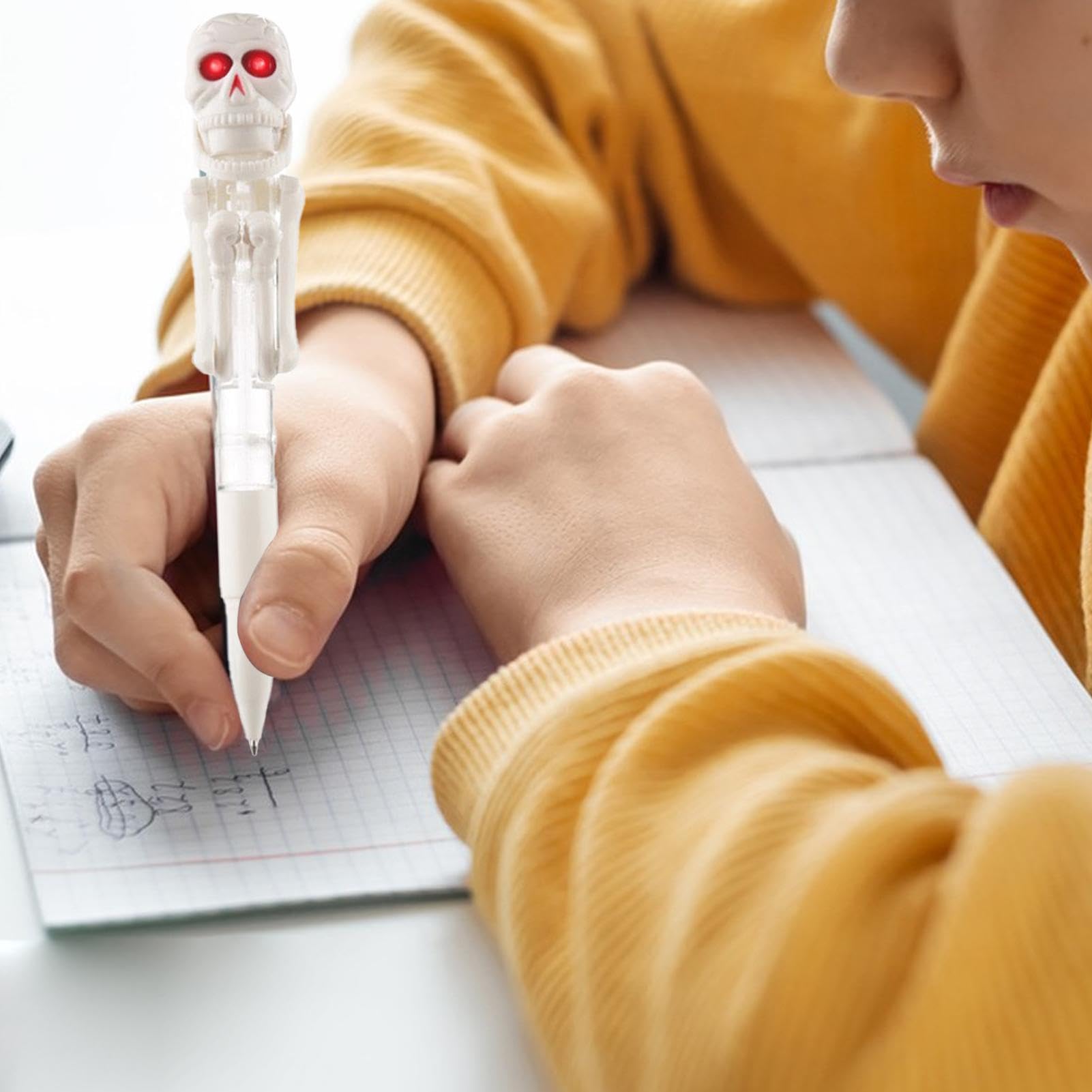 Stylo squelette pour Halloween - Outil d'écriture amusant et effrayant, décoration de bureau avec stylo tête de mort | Stylo squelette de fête d'Halloween, stylo de bureau effrayant, accessoire d'écri