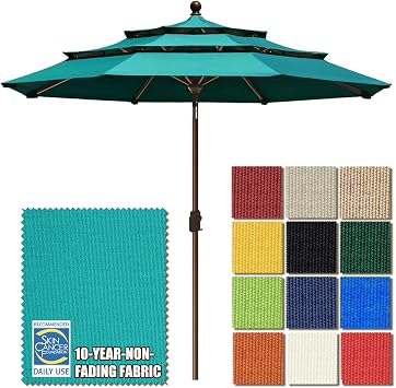 EliteShade USA 10-Year-Non-Fading Sunumbrella 9Ft 3 Tiers Market Umbrella Patio Umbrella Outdoor ...