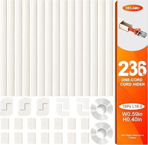 Miniatura 11 de Delamu Cubierta para Cables, Cubiertas de Alambre de 142 pulgadas para Cables en la Pared, Ocultador de Cable Pequeño para 1 Cable, Instalación