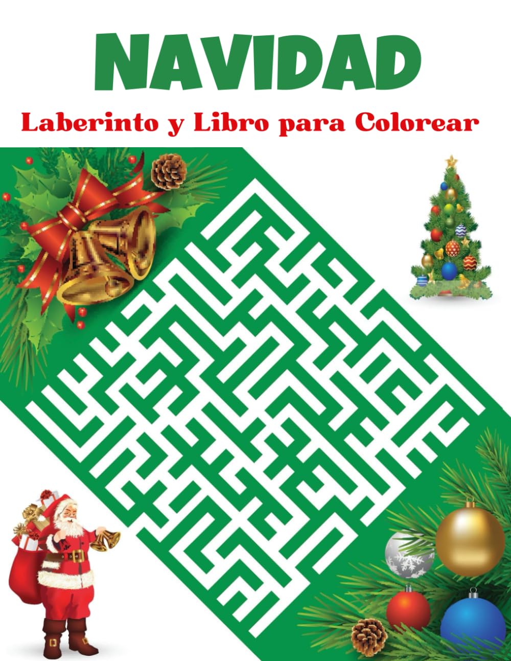 Navidad Libro De Laberintos y Colorear Para Adultos: Regalos para adultos | Diferentes tipos de formas y diseños únicos de laberintos y colorear ... de diversión, alivio del estrés y relajación