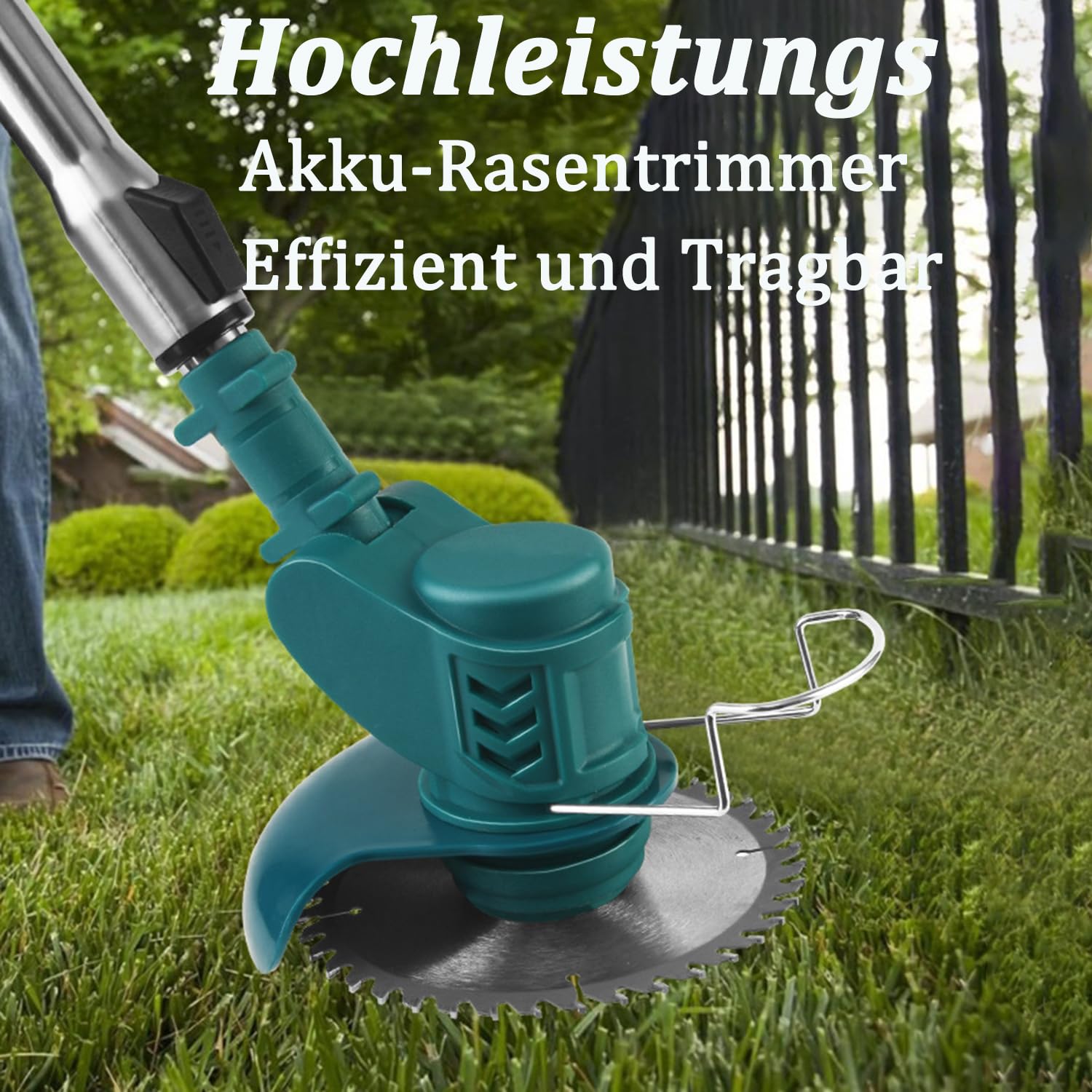 Akku-Rasentrimmer für Makita Akkus,Freischneider Akku mit 2X4.0Ah Batterien und Ladegerät,Elektrisch Motorsense mit 4 Messertypen,90° Drehkopf,Rasenkantenschneider für Rasen, Garten, Hof