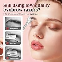 Vista 3 de Tijeras de cejas con peine, 2026 nuevas tijeras de cejas para mujeres, cortador de cejas de acero inoxidable de precisión para depilación y Amarillo