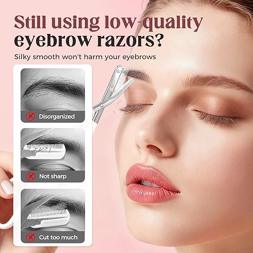 Miniatura 3 de Tijeras de cejas con peine, 2026 nuevas tijeras de cejas para mujeres, cortador de cejas de acero inoxidable de precisión para depilación y