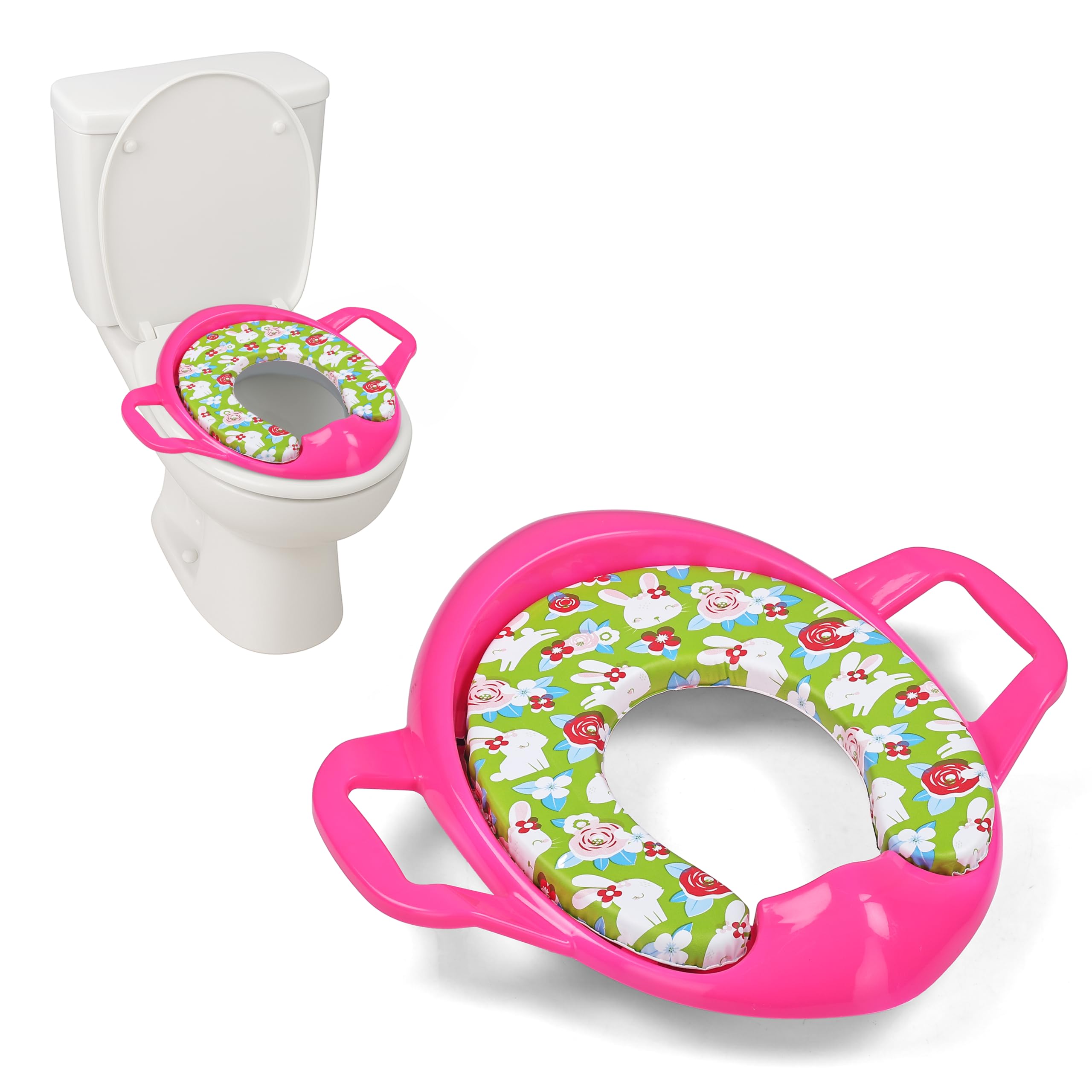 BabyGo Potty Training Seat for Kids | Non-Slip Toddler Toilet Seat with Handles, Splash Guard & Hanging Hook | Easy to Clean, Fits Most Standard Toilets | Ideal for Boys & Girls 1–5 Years - (Pink)-image-20