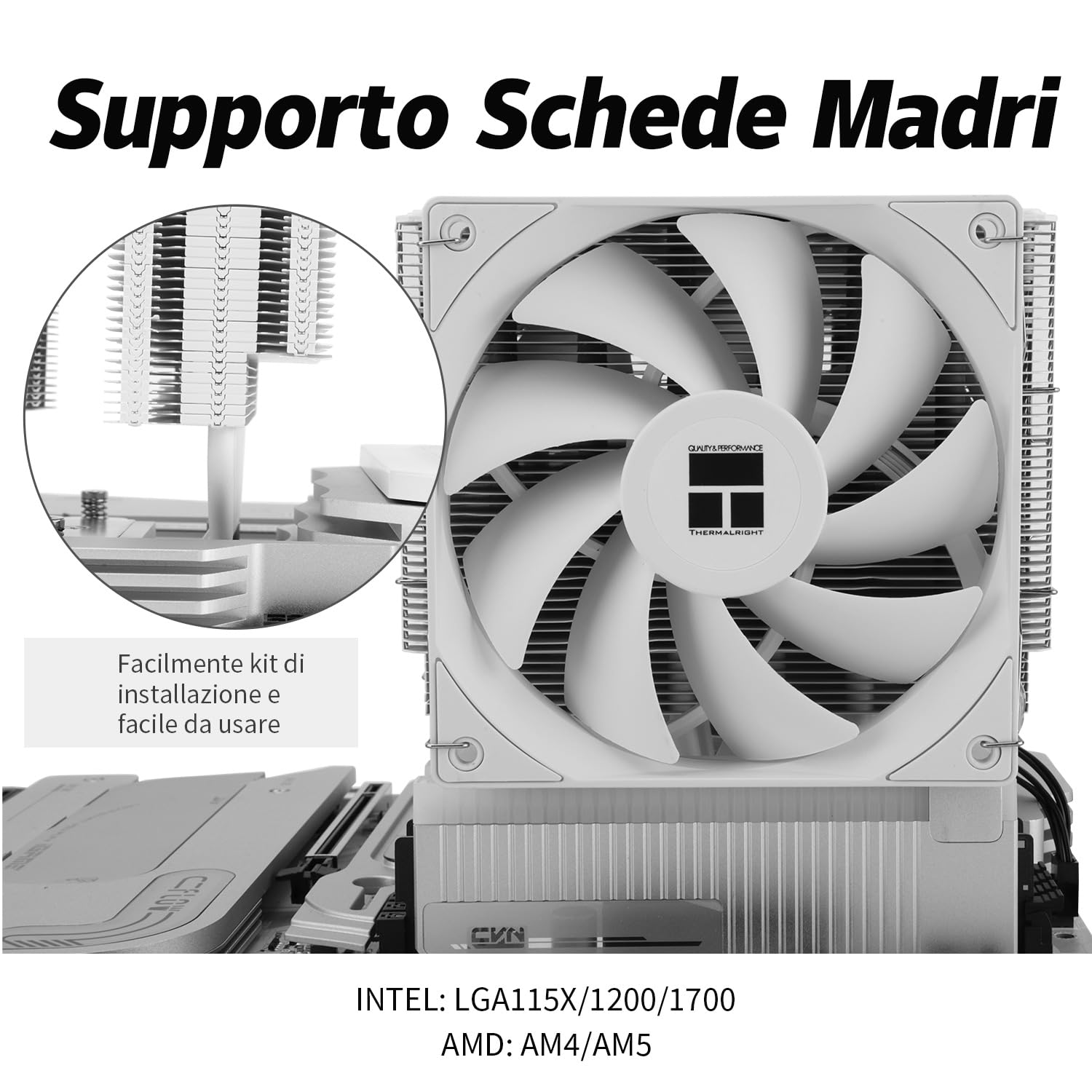 TR Peerless Assassin 140 blanco, 6 heatpipes, dos ventiladores PWM y dos torres, enfriamiento de CPU de 158 mm de alto con tapa superior, para AM4/AM5 e Intel LGA1851/1700/115X/1200