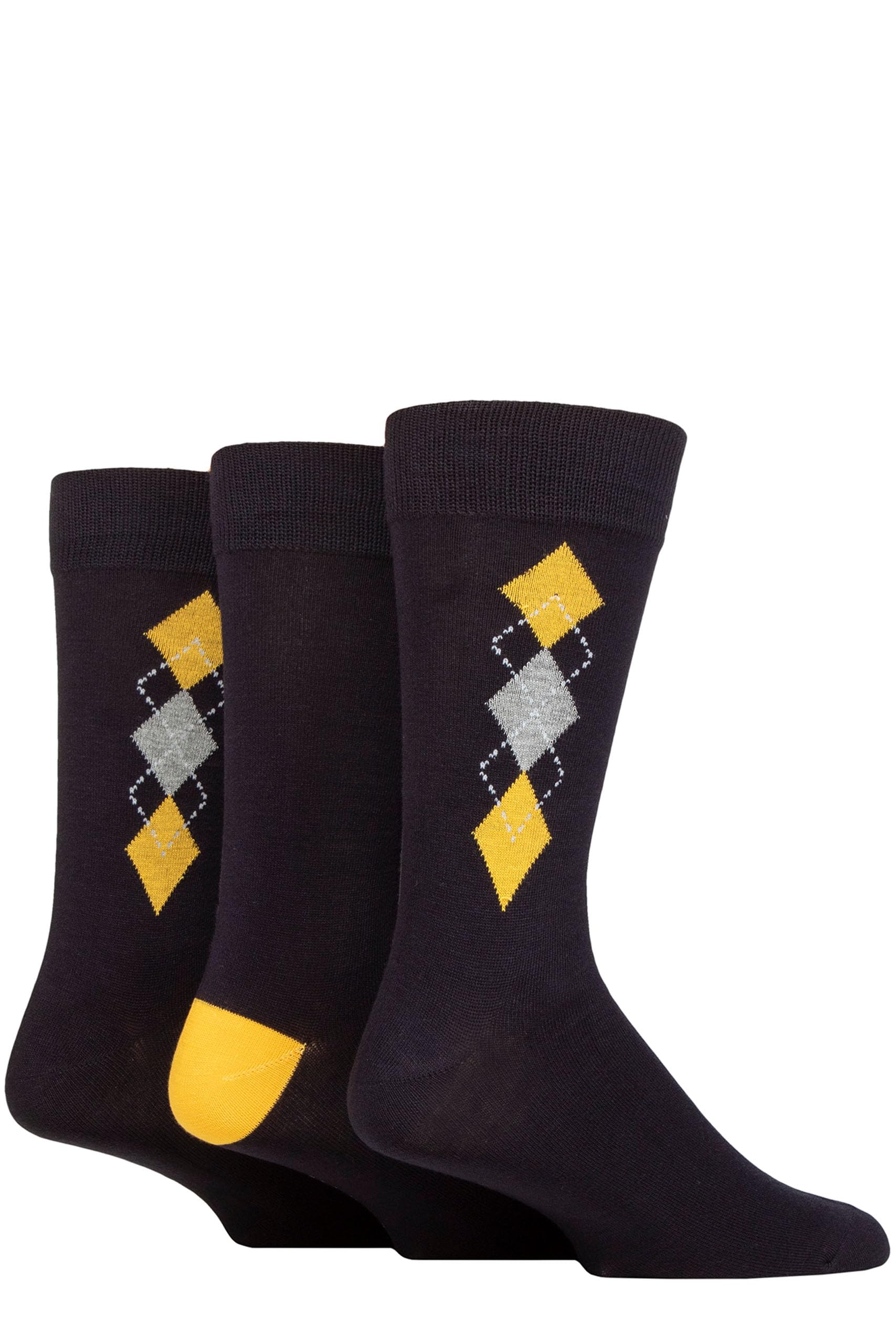 Glenmuir Mens Patterned Bamboo Socks Pack of 3 (7-11, Argyle Navy)
