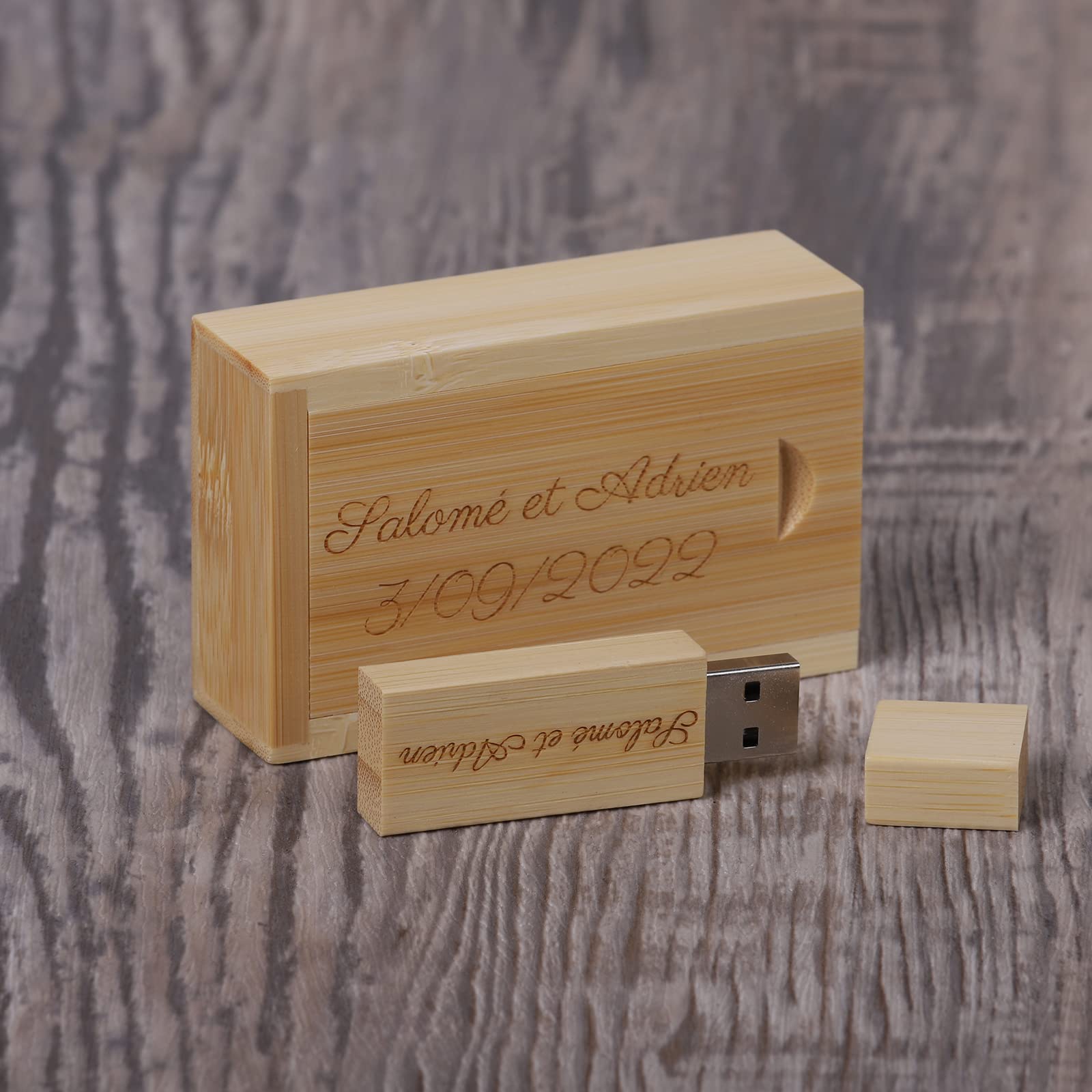 RXFSP Customized Gift Personalised Engraved Flash Drive USB 2.0 Memroy Stick, Personalised Gift Engraved Wooden USB Flash Drive for Wedding, Anniversary, Graduation, Birthday