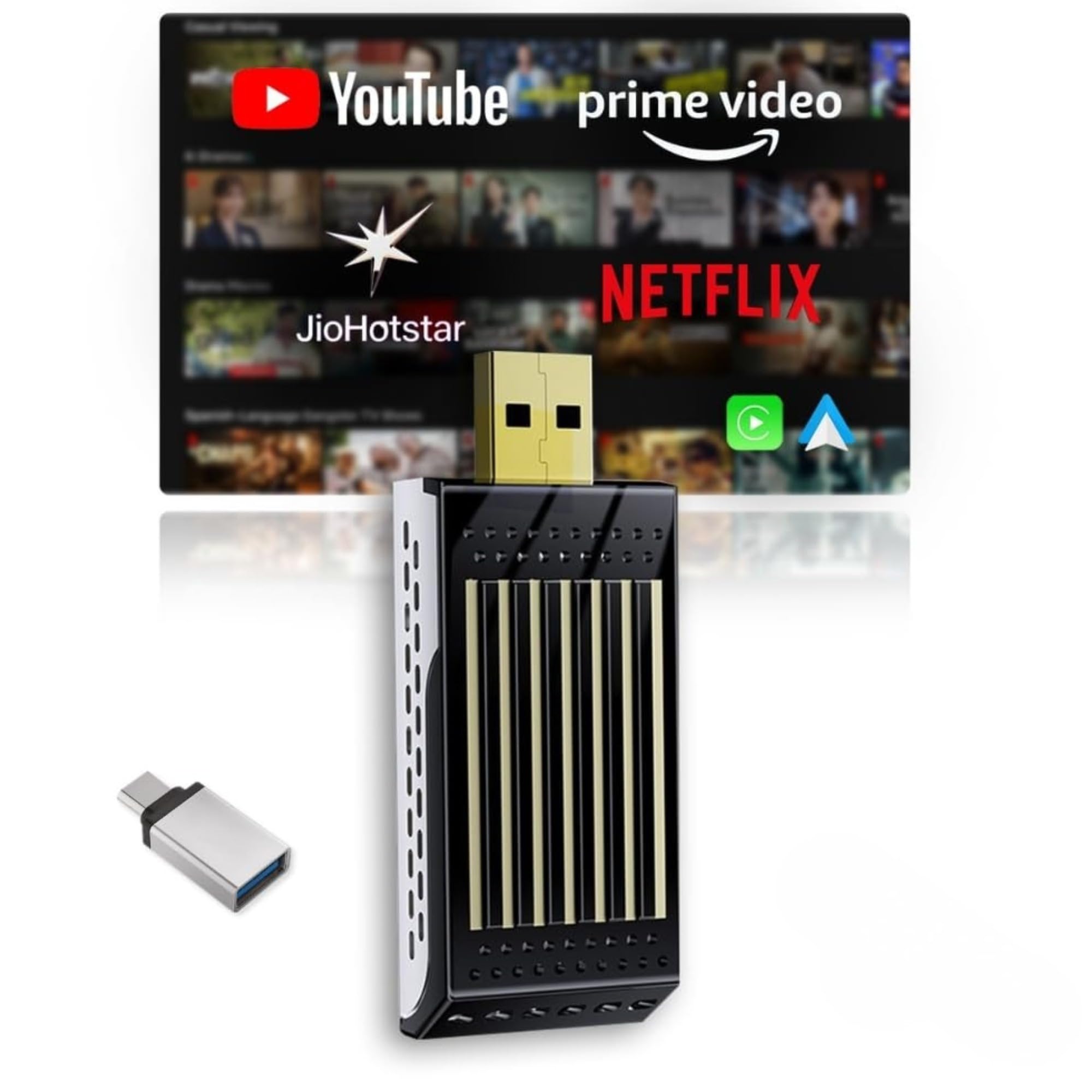 Carlizem Wireless AI Car Box 3-in-1 Wireless CarPlay & Android Auto with YouTube/Netflix/Prime/Hotstar 4GB RAM 32GB Storage Cortex-M3 Processor Android 13 BT 5.4 GMS Certified Plug & Play-picture-27