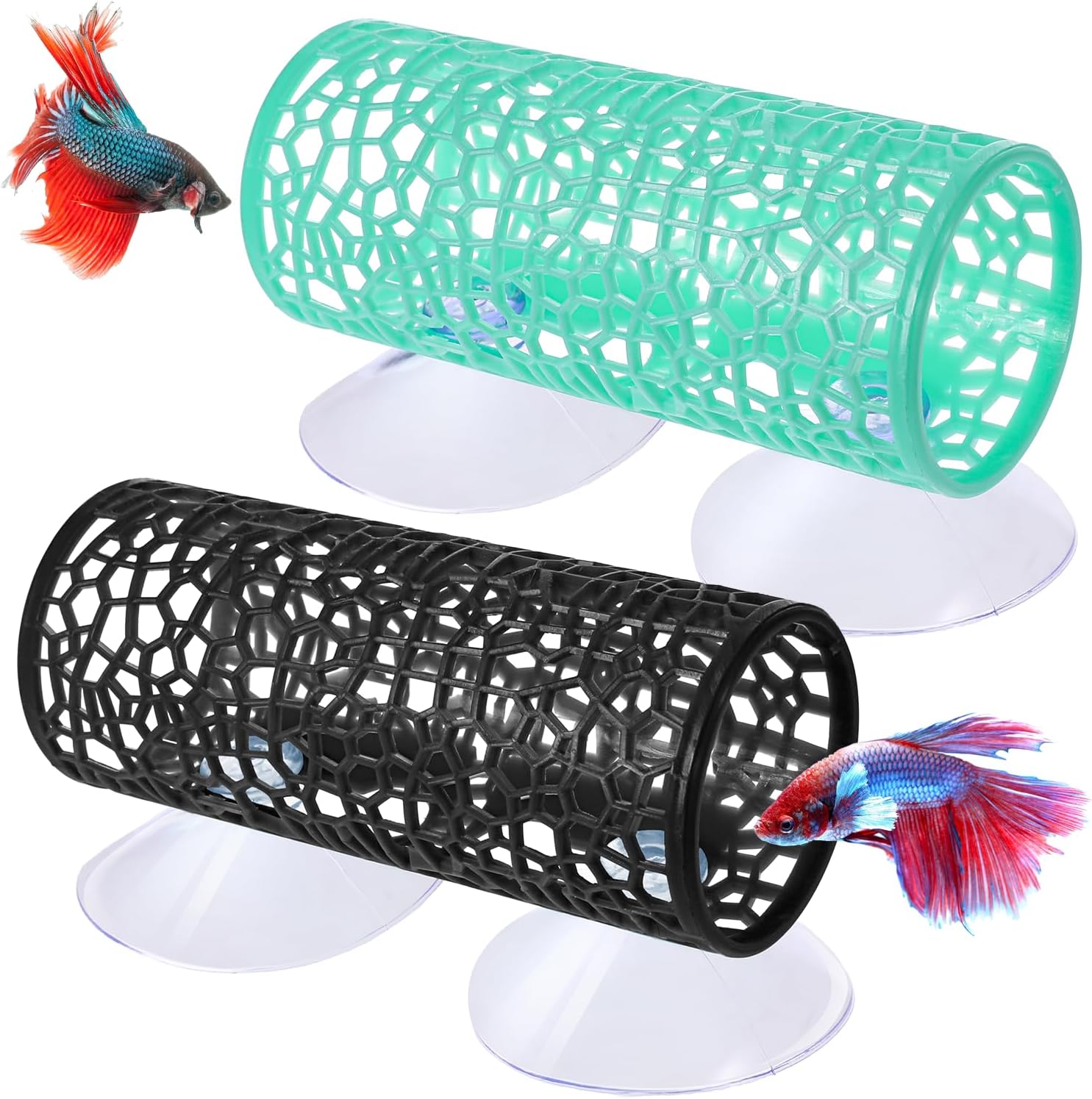 2 Stück Hohler Betta-Tunnel, Aquarium-Tunnelhöhle mit Saugnapf, Betta-Fischtunnel, Betta-Aquarium-Dekoration, sicheres Versteck für kleine Fische, generische schwimmende Höhle für Aquarienfische 2 Stück Hohler Betta-Tunnel, Aquarium-Tunnelhöhle mit Saugnapf, Betta-Fischtunnel, Betta-Aquarium-Dekoration, sicheres Versteck für kleine Fische, generische schwimmende Höhle für Aquarienfische