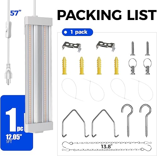 Miniatura 39 de Barrina Luces de cultivo para inicio de semillas, alto PPFD, espectro completo, enlazables, luces de cultivo colgantes para plantas