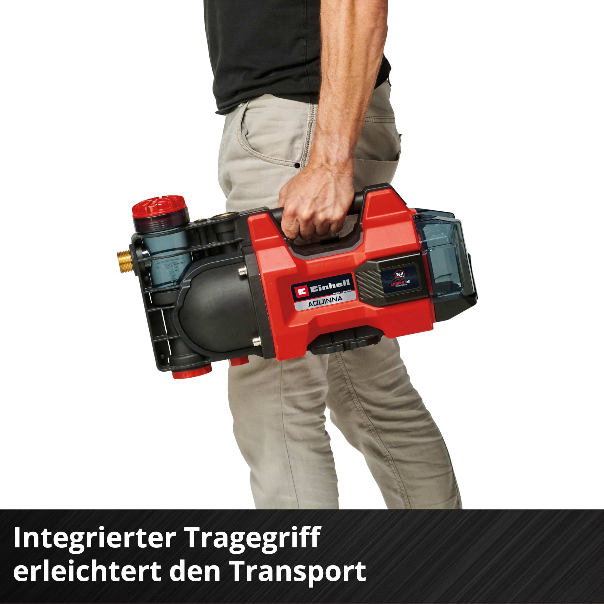 Einhell Akku-Gartenpumpe AQUINNA 36/34 | PXC | 36 V | 3,7 bar | 3400 l/h Fördermenge | 37 m Förderhöhe | Überlast- & Frostschutz | ohne Akku
